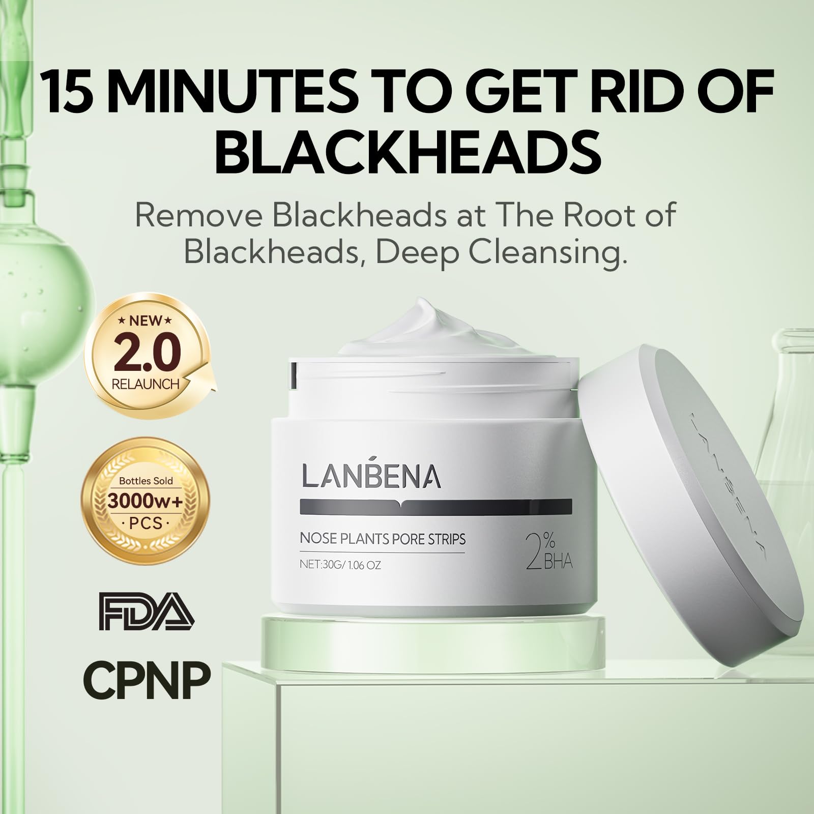 LANBENA Blackhead Remover Strips – 2% Salicylic Acid, Deep Nose Pore Cleansing, 2.0 Upgraded