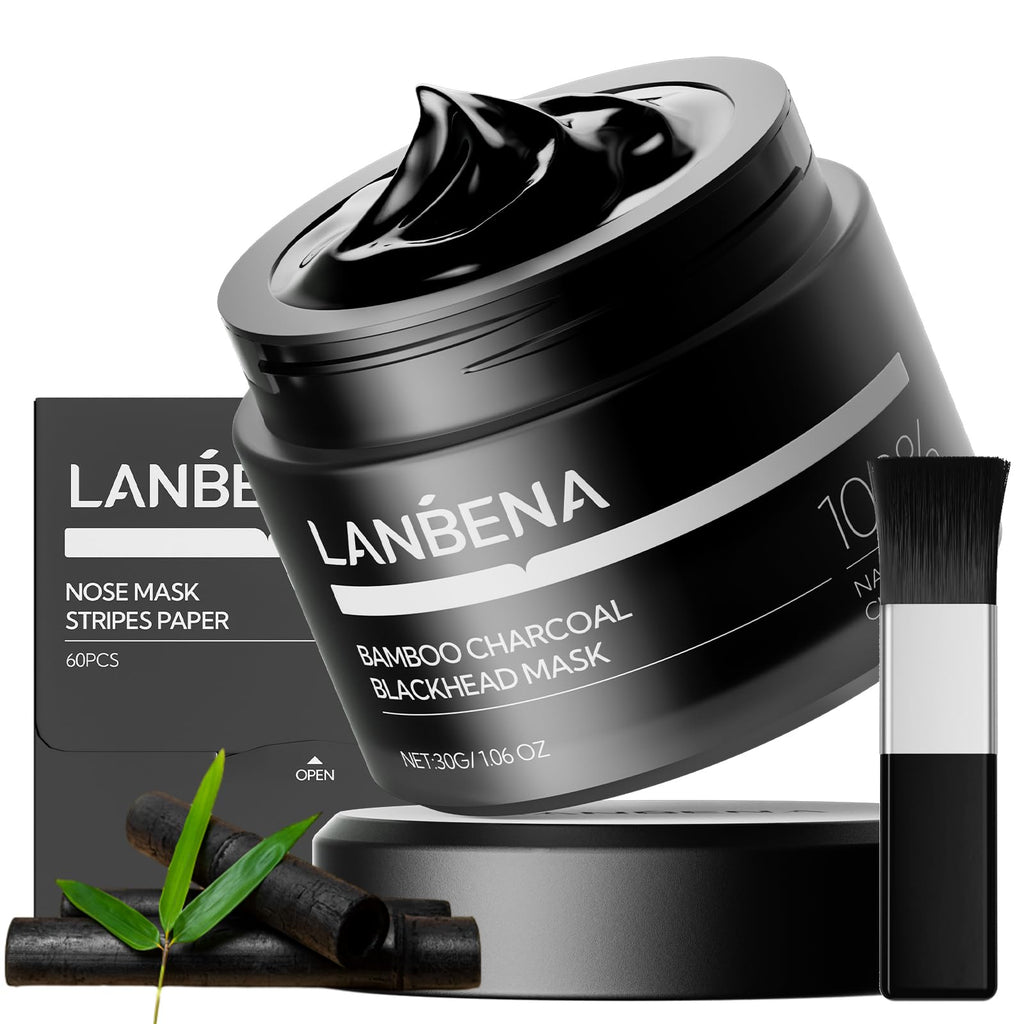 LANBENA Upgraded 2.0 Bamboo Charcoal Blackhead Remover Nose Strips – Deep Cleanse