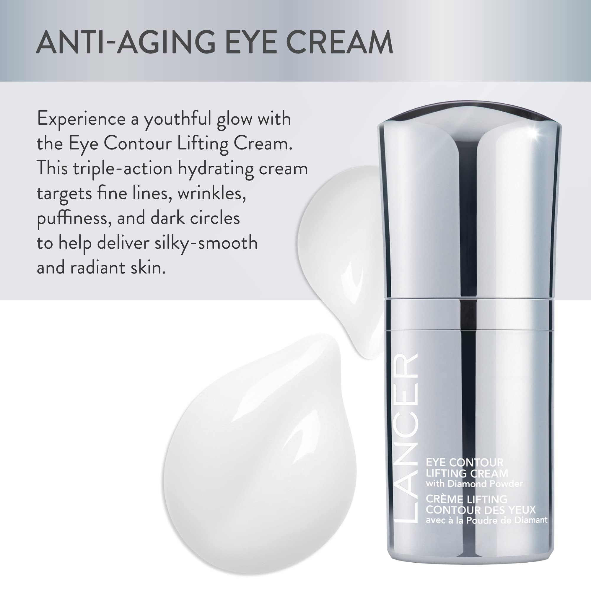 Lancer Eye-Contour Lifting Cream – Diamond Powder, Hyaluronic Acid, 0.5 oz