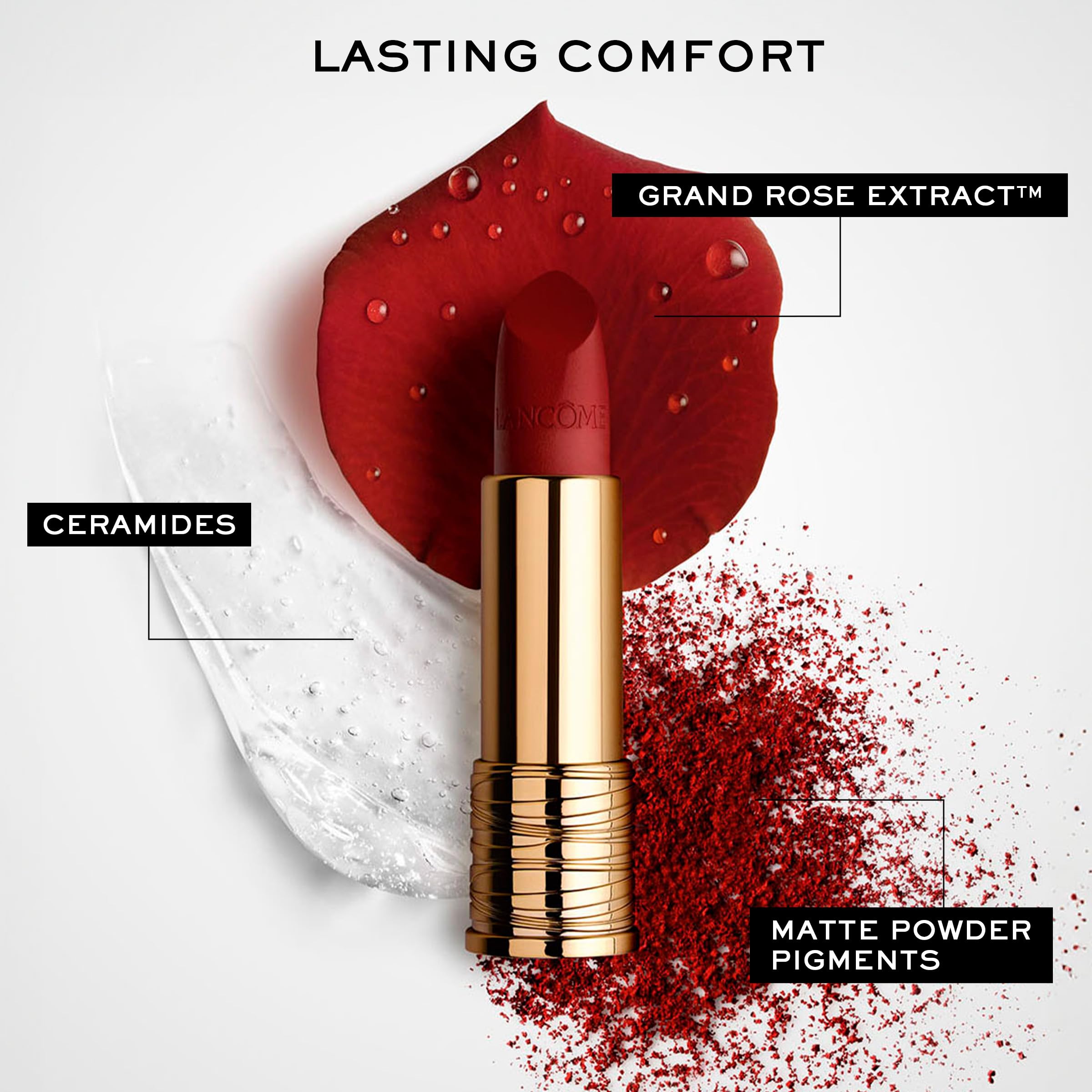 Lancôme L’Absolu Rouge Drama Matte Lipstick 208 – Ultra Matte Finish, 8HR Color