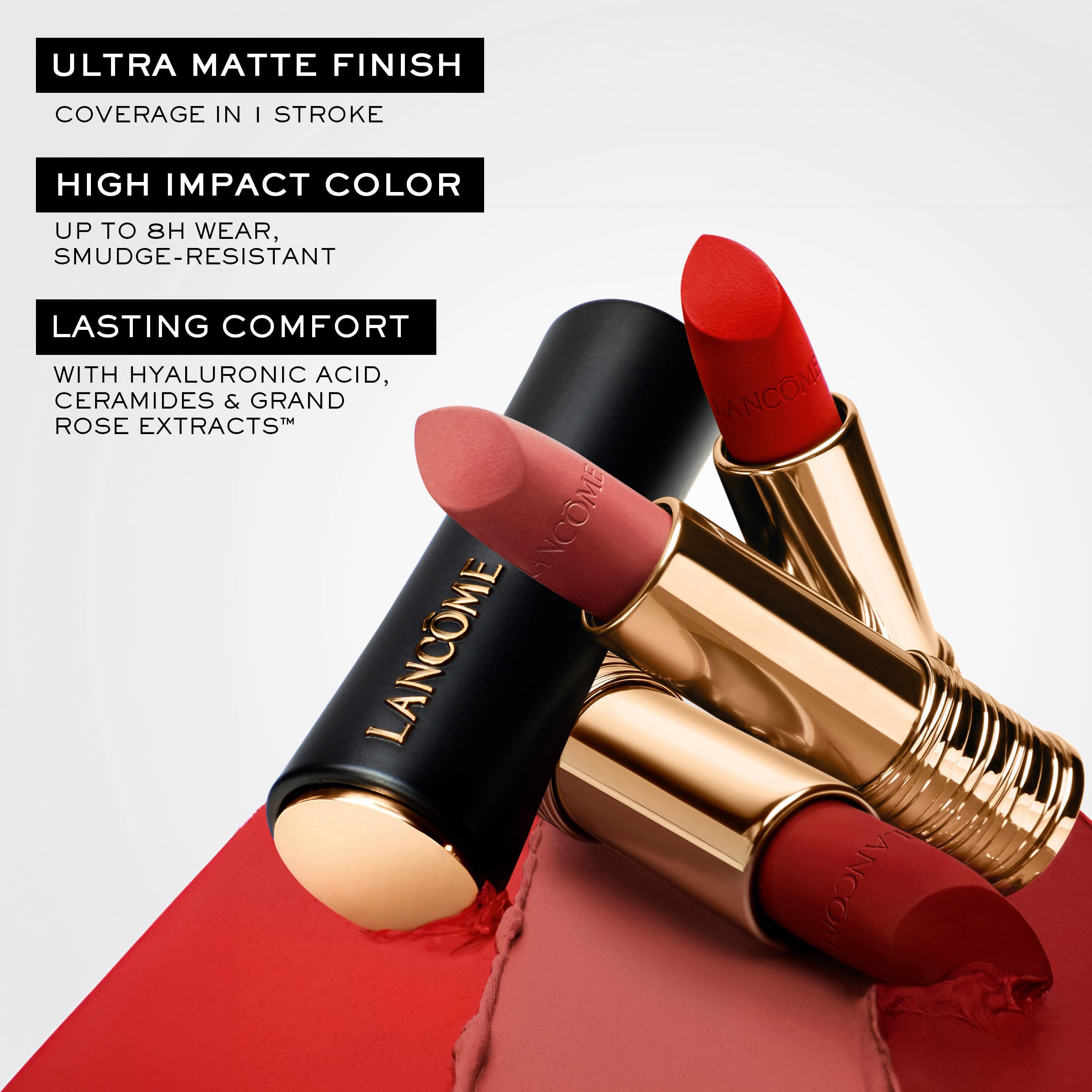 Lancôme L’Absolu Rouge Drama Matte Lipstick 208 – Ultra Matte Finish, 8HR Color