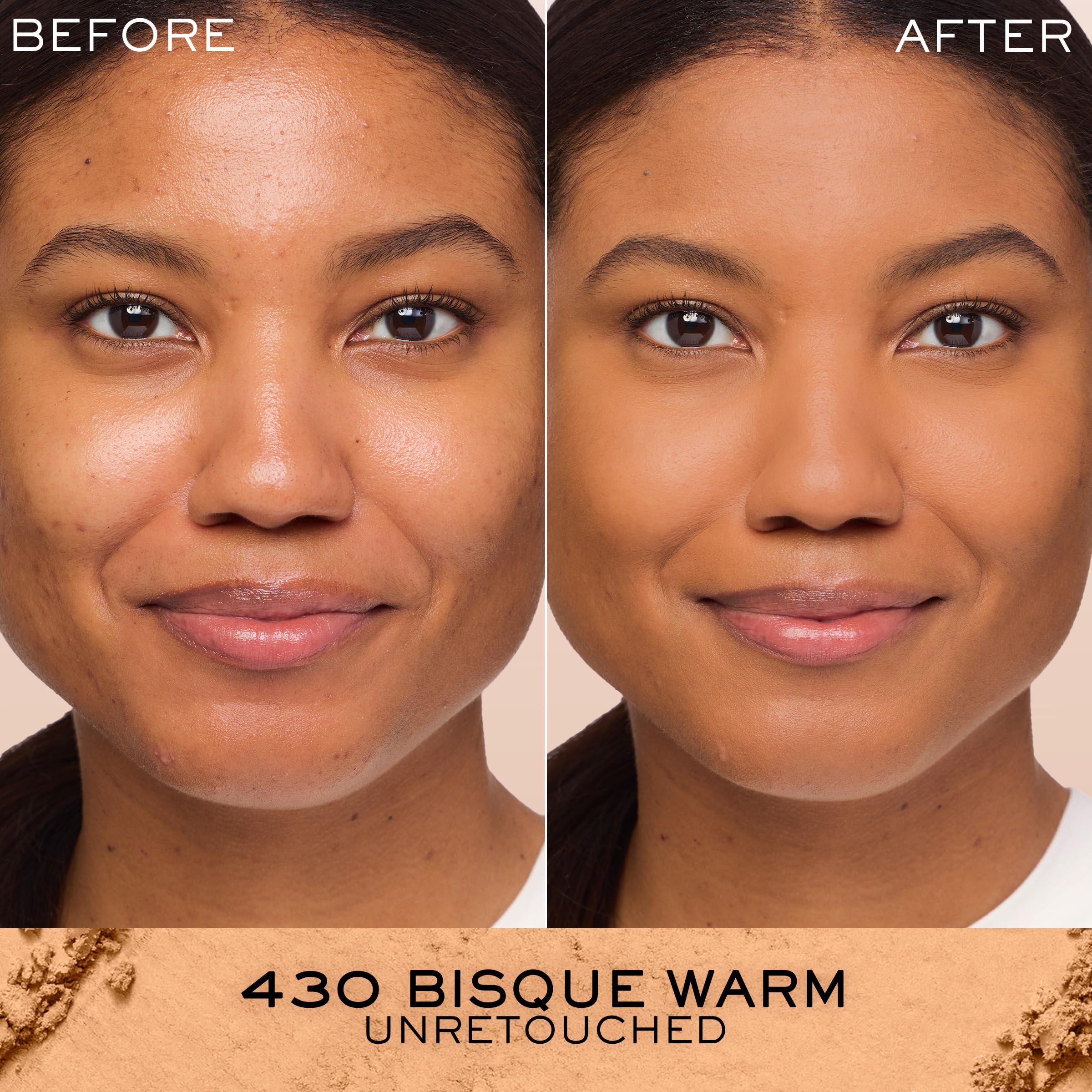 Lancôme Dual Finish Powder Foundation 430 Bisque Warm | Natural Matte Finish, Sheer-to-Full Coverage, Longwear