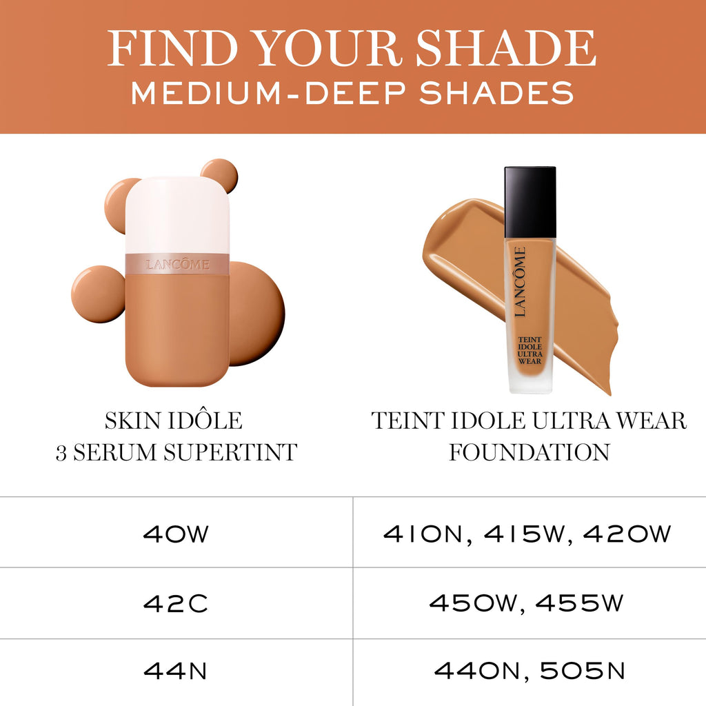 Lancôme Idôle 3 Serum Supertint Skin Tint – Dewy Buildable Coverage with Niacinamide & Hyaluronic Acid | Shade 44N
