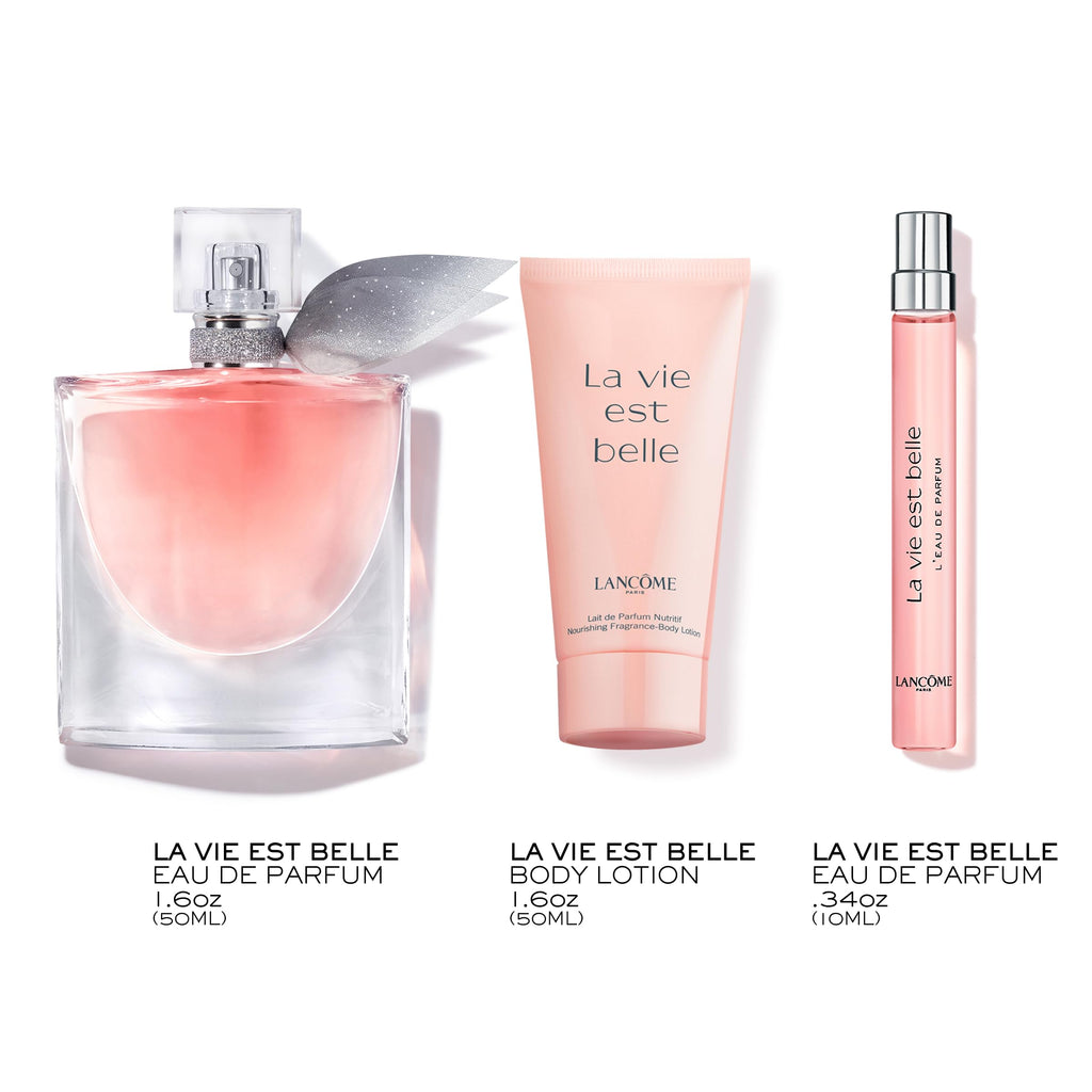 Lancôme La Vie Est Belle Gift Set – Limited Edition: Full-Size Refillable EDP + Purse Spray + Body Lotion