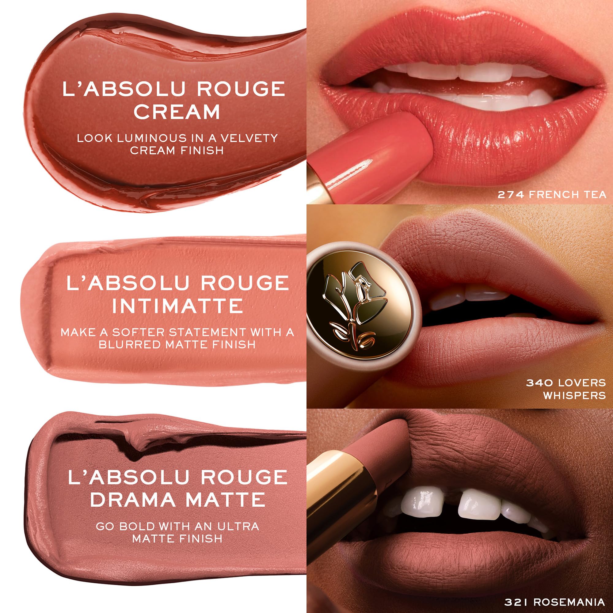 Lancôme L’Absolu Rouge Drama Matte Lipstick – Ultra Matte Finish, 8HR Full Coverage, Ceramides & Hyaluronic Acid, Rose Extracts, Smudge-Resistant (Shade 221)