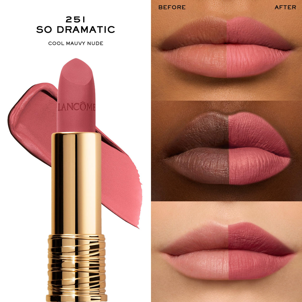 Lancôme L’Absolu Rouge Drama Matte Lipstick – Ultra Matte Finish, 8HR Color, Ceramides & Hyaluronic Acid