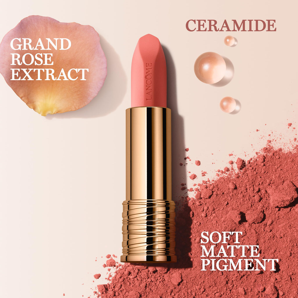 Lancôme L'Absolu Rouge Intimatte Hydrating Matte Lipstick – Buildable Soft Matte Finish, 12H Hydration, 8 Nude Shades