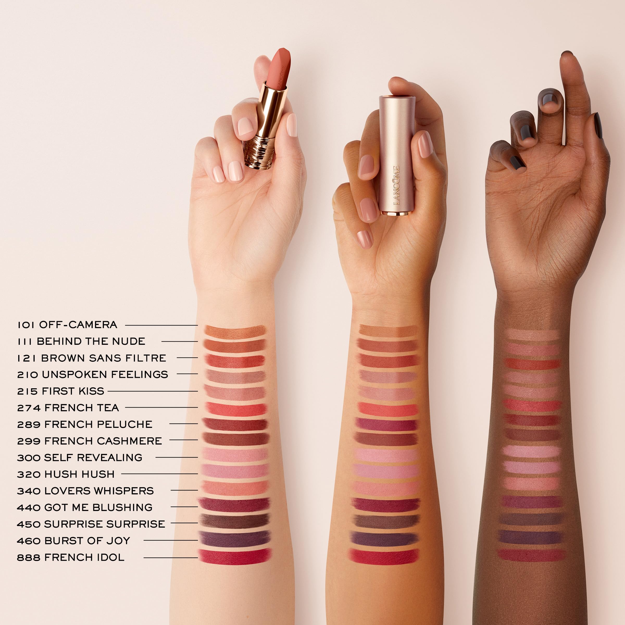 Lancôme L'Absolu Rouge Intimatte Hydrating Matte Lipstick – Buildable Soft Matte Finish, 12H Hydration, 8 Nude Shades