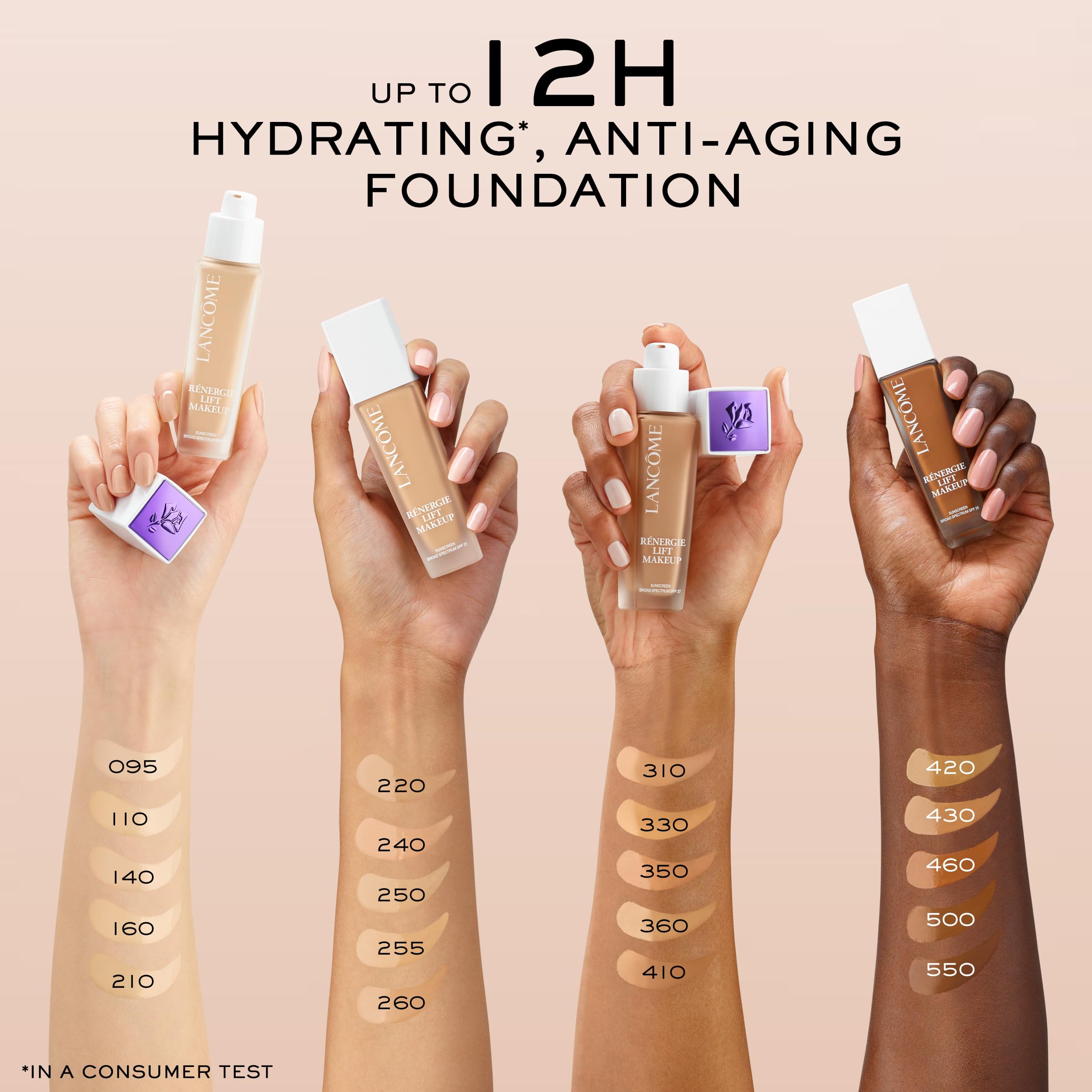 Lancôme Renergie Lift Foundation 550 – Lightweight Hydration, SPF 27, Medium–Full Coverage, 12H Wear