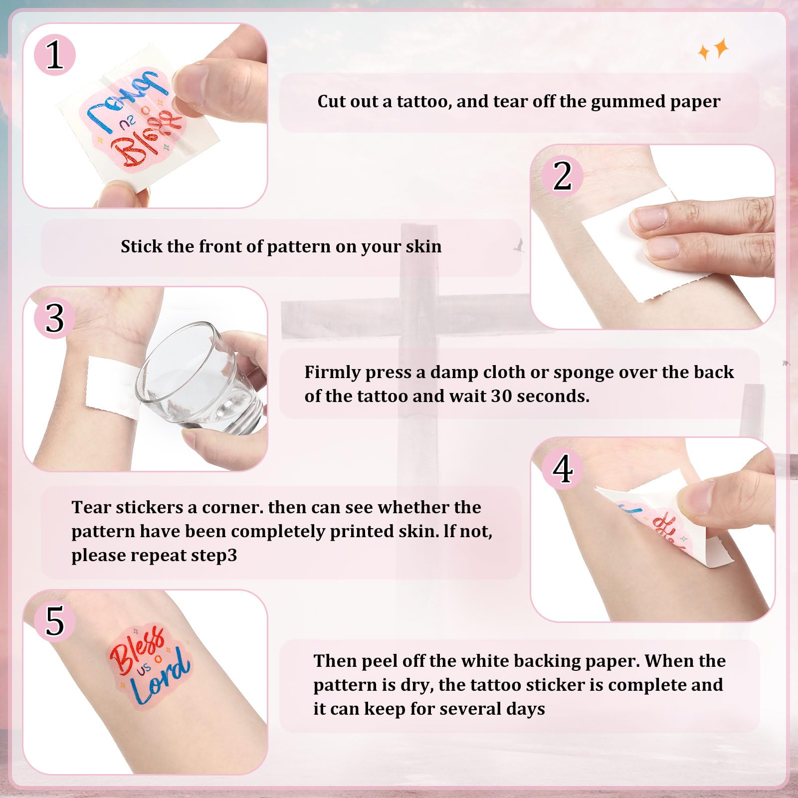Landhoow 240Pcs Religious Christian Glitter Tattoos – Temporary Face & Body Stickers