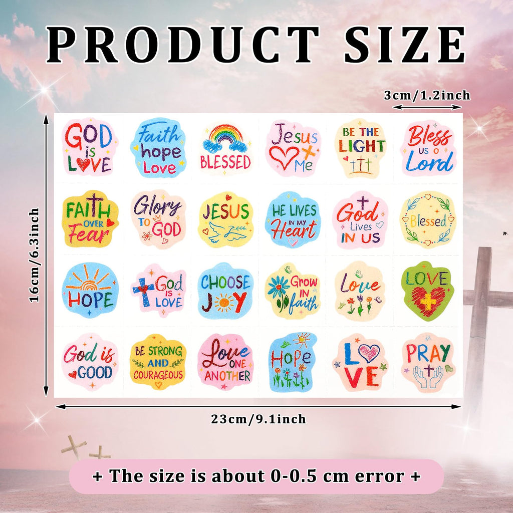 Landhoow 240Pcs Religious Christian Glitter Tattoos – Temporary Face & Body Stickers