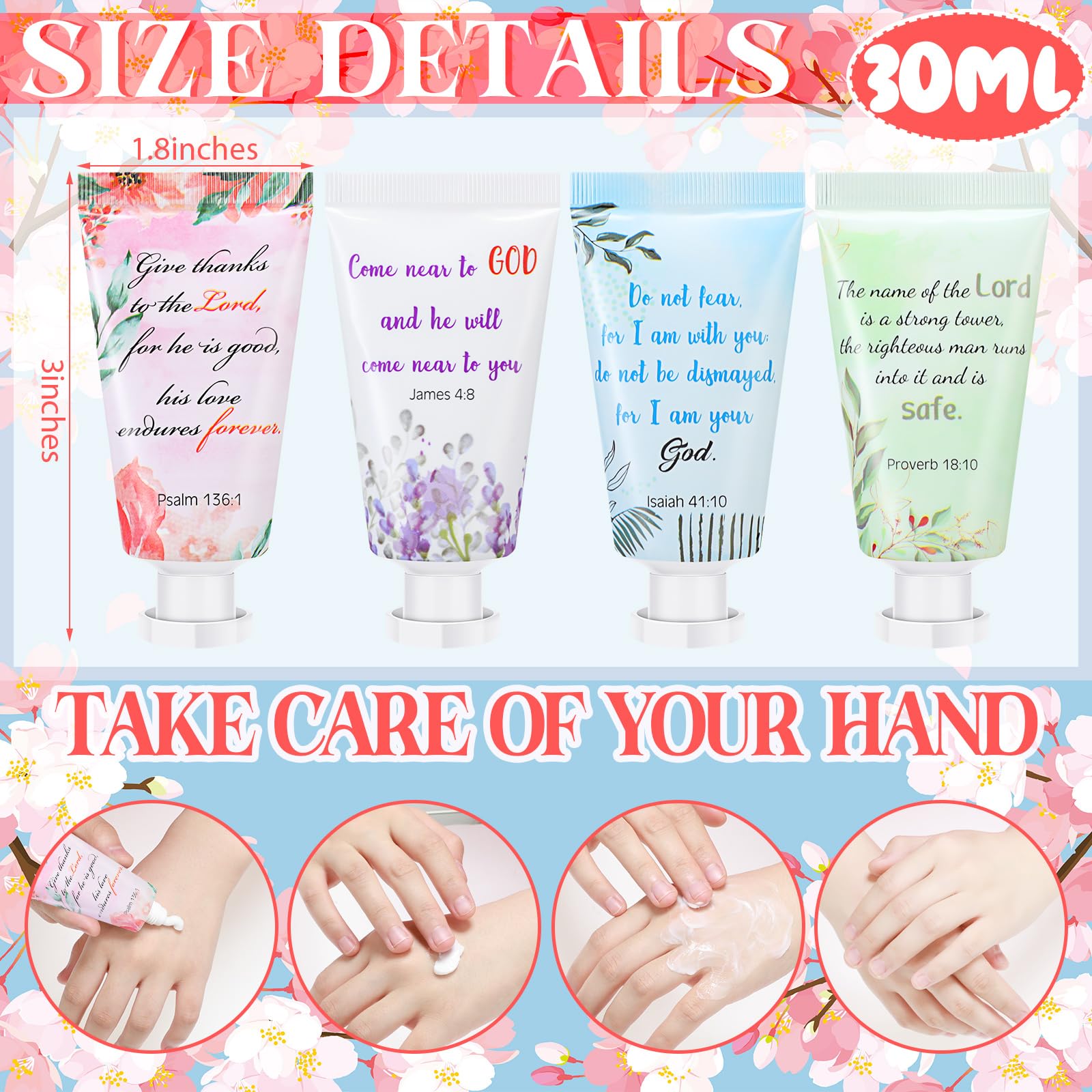 Landhoow 48-Pack Christmas Christian Hand Cream Gift Set | Bible Verse Lotion