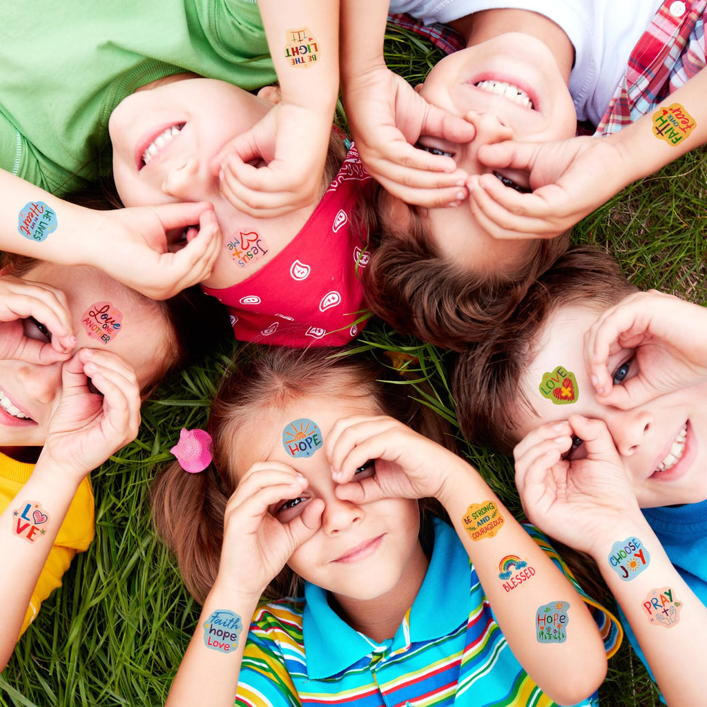 Landhoow 240Pcs Religious Christian Glitter Tattoos – Temporary Face & Body Stickers