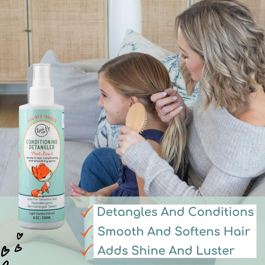 LANE & CO. Conditioning Detangler Spray for Kids & Babies – Leave-In Hair Conditioner, Plant-Based, 8 oz