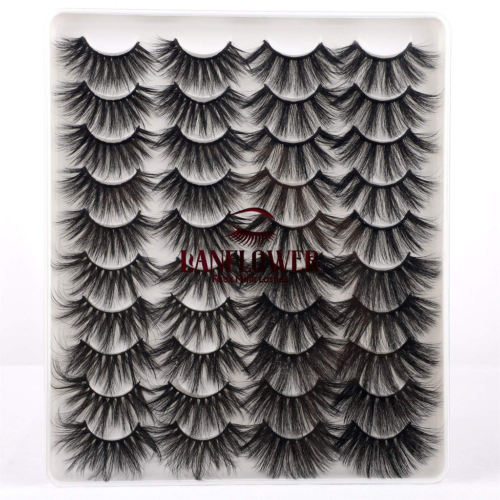 Lanflower 25mm Dramatic Volume Lashes – 20 Pairs, 4 Styles, Wholesale Bulk