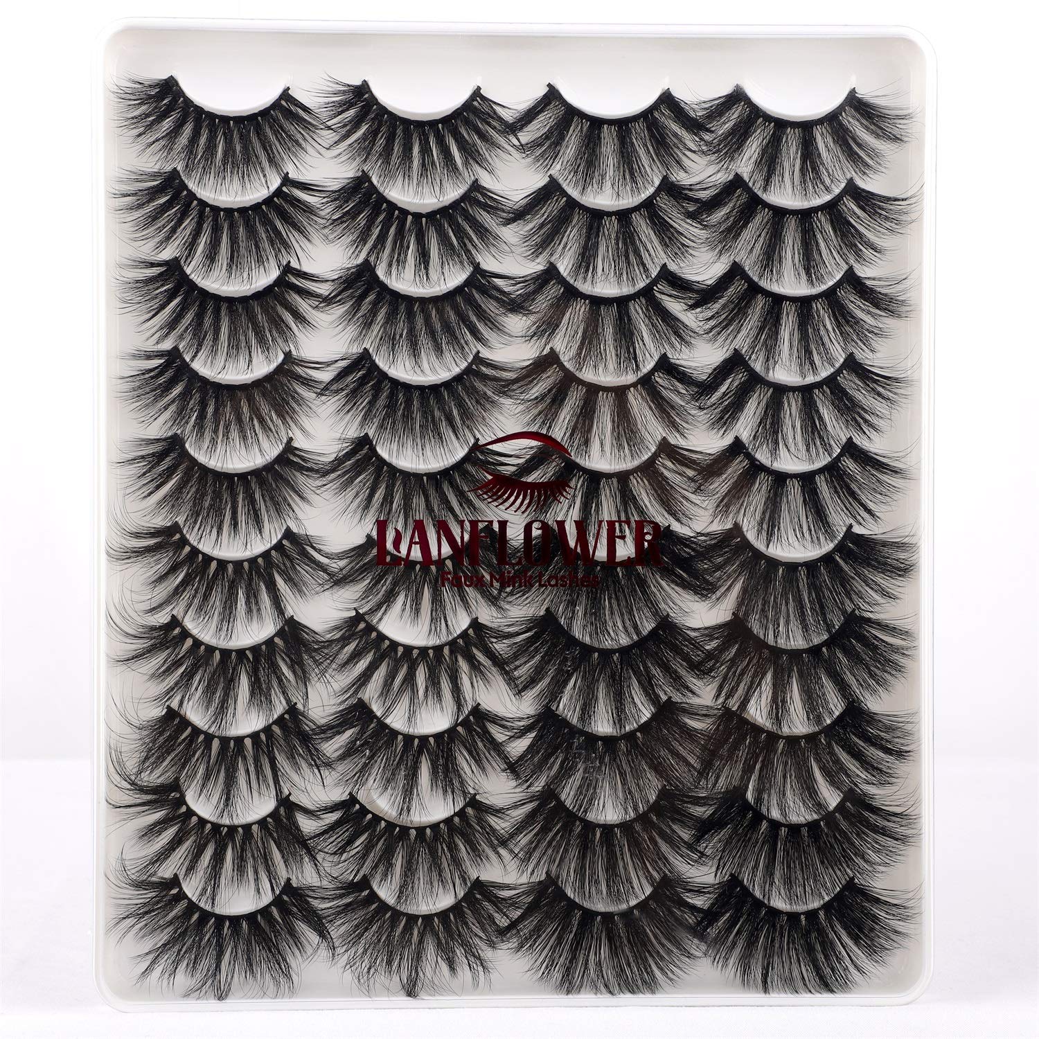 Lanflower 25mm Dramatic Volume Lashes – 20 Pairs, 4 Styles, Wholesale Bulk