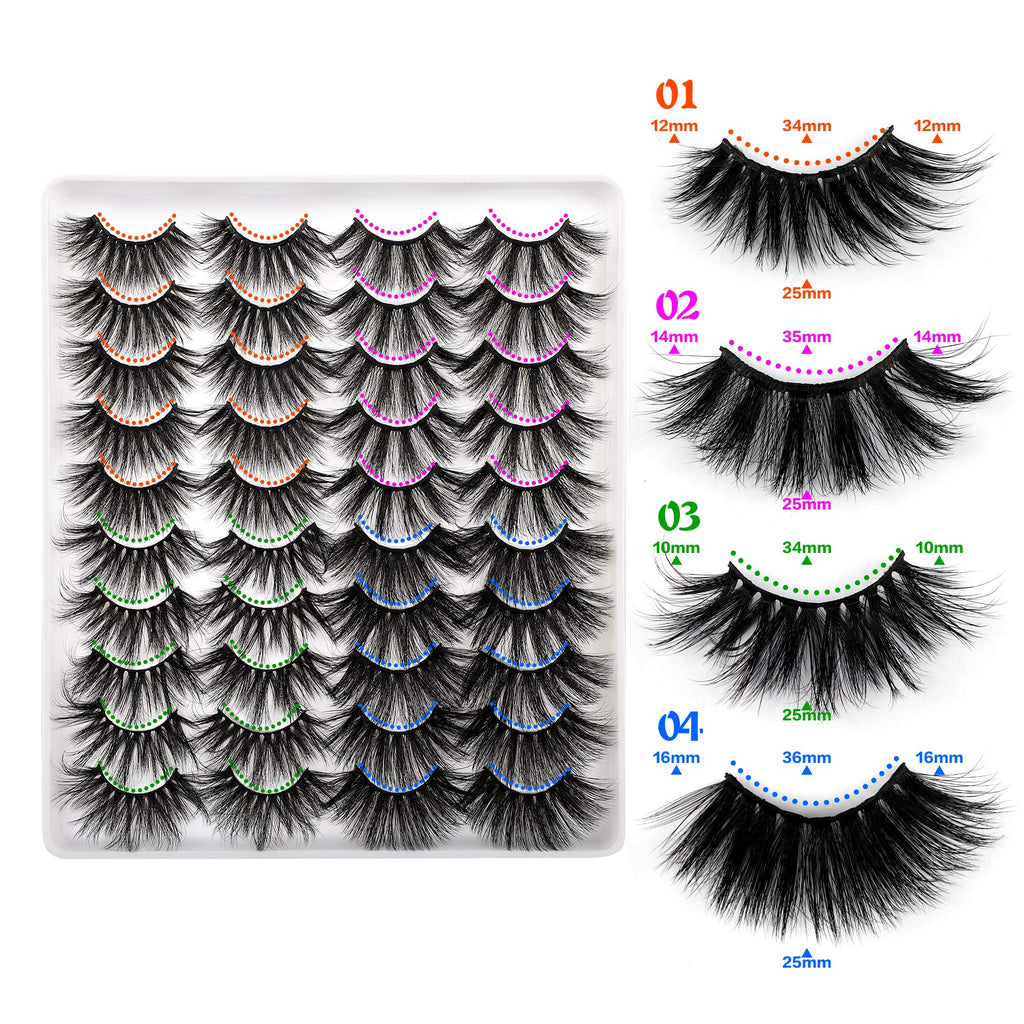 Lanflower 25mm Dramatic Volume Lashes – 20 Pairs, 4 Styles, Wholesale Bulk