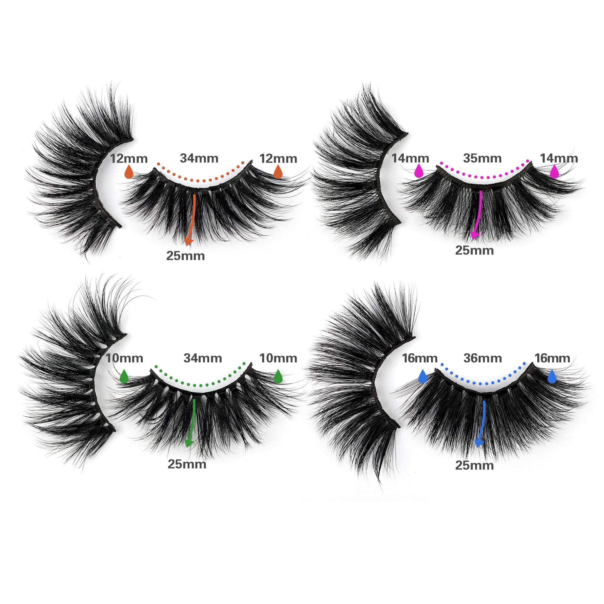 Lanflower 25mm Dramatic Volume Lashes – 20 Pairs, 4 Styles, Wholesale Bulk