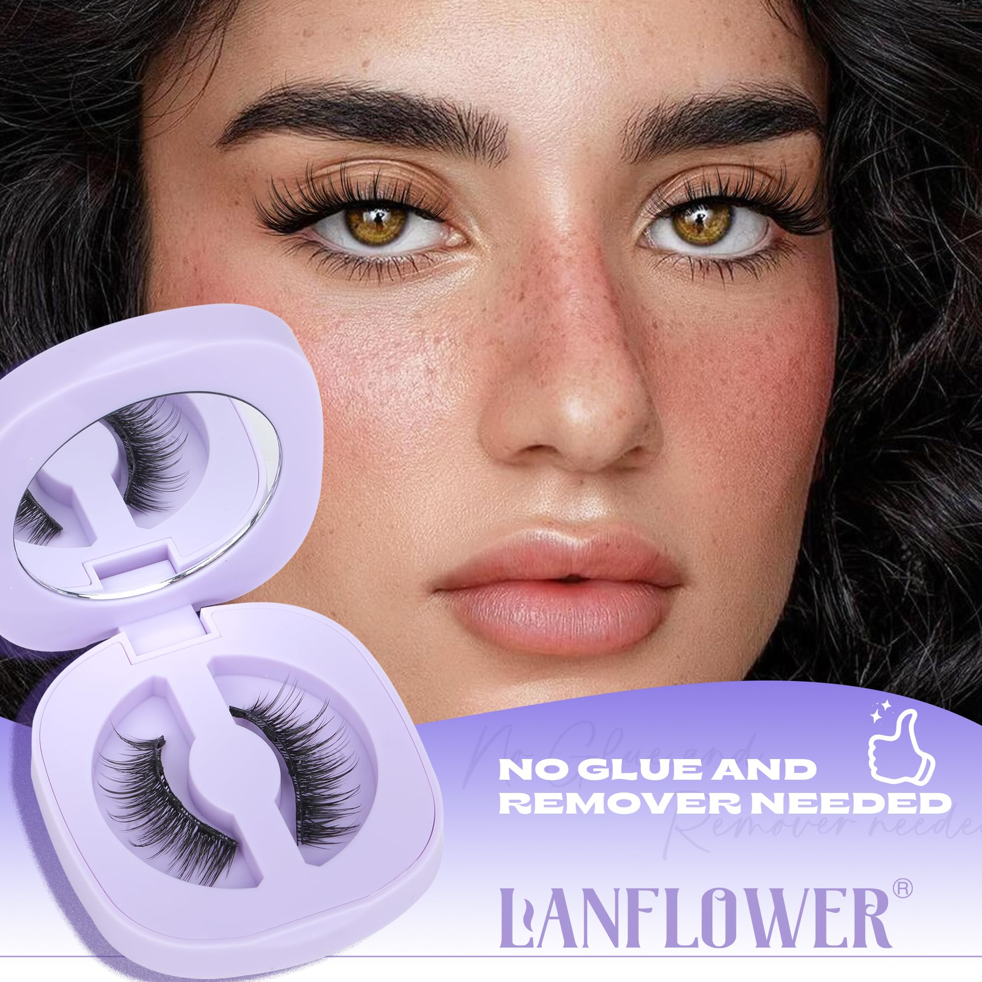 LANFLOWER Magnetic Eyelash with Applicator – Wispy Lash Clusters