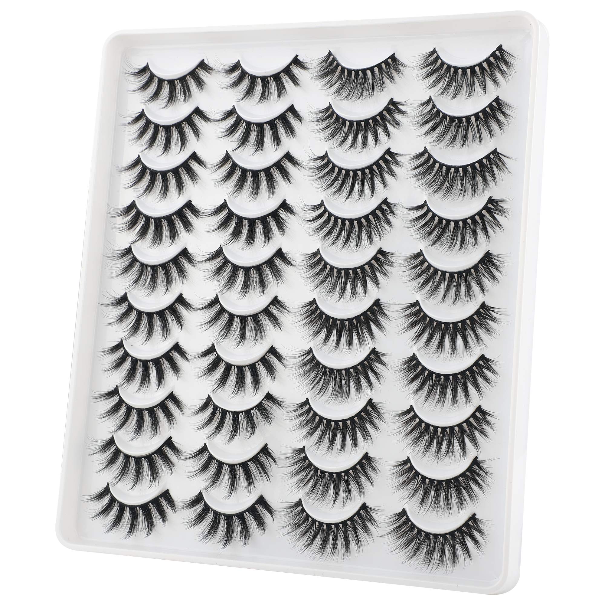 LANFLOWER Natural 3D Faux Mink Lashes Pack – 20 Pairs, 2 Styles, Handmade