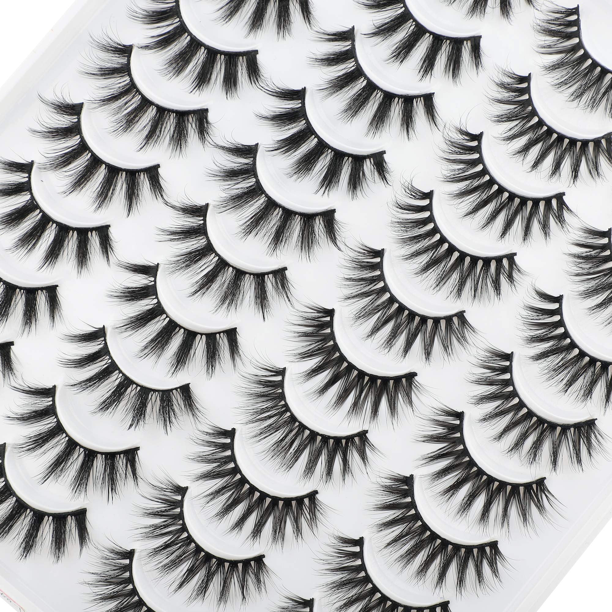 LANFLOWER Natural 3D Faux Mink Lashes Pack – 20 Pairs, 2 Styles, Handmade