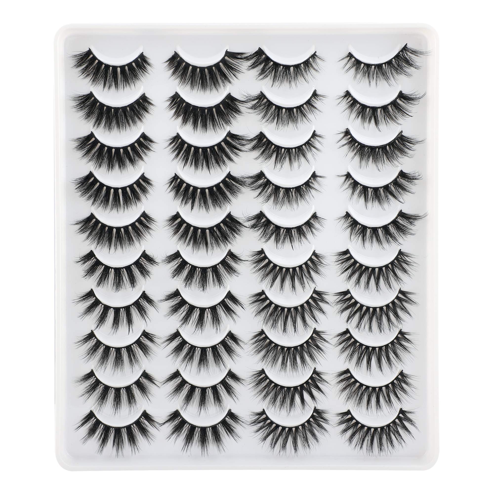 LANFLOWER False Eyelashes 20 Pairs – 4 Styles Fluffy, Long, Dramatic