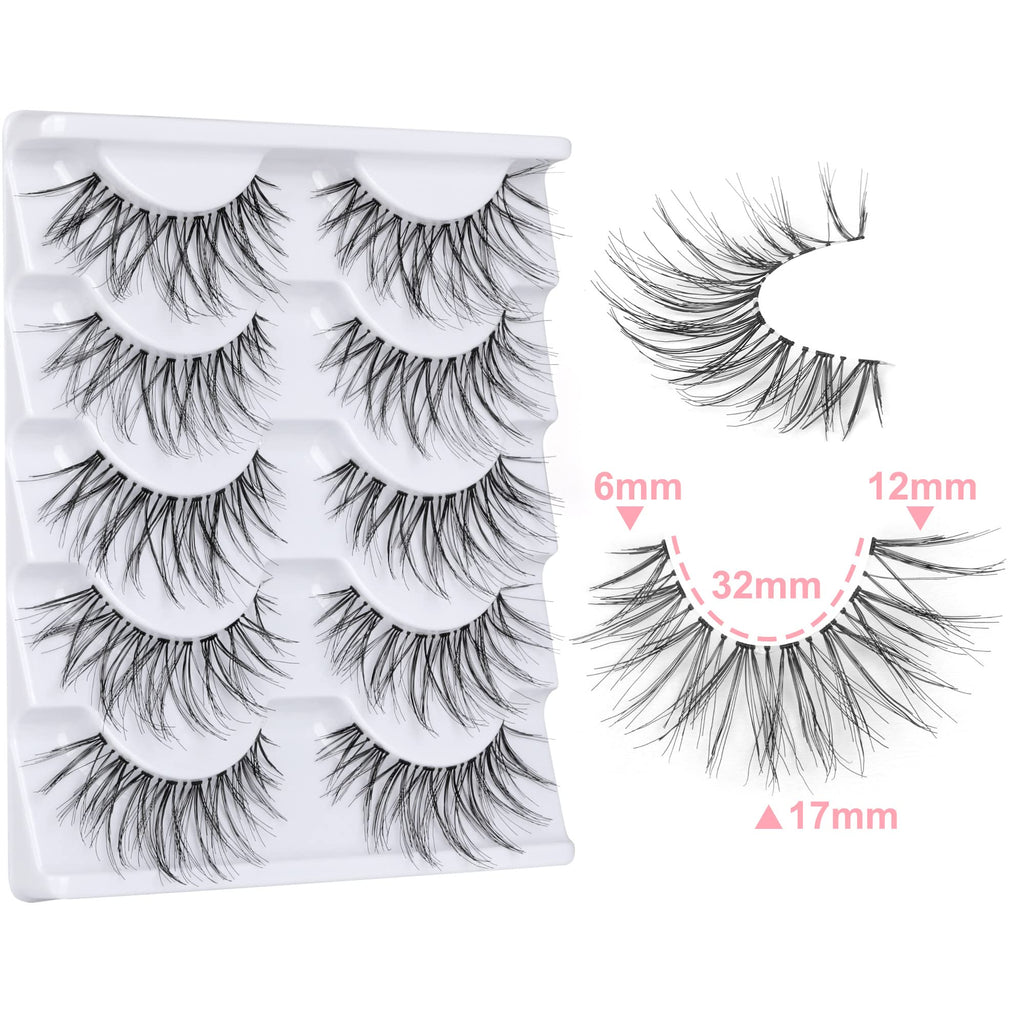 LANFLOWER Glamour False Eyelashes – Handmade, Reusable, 5 Pairs