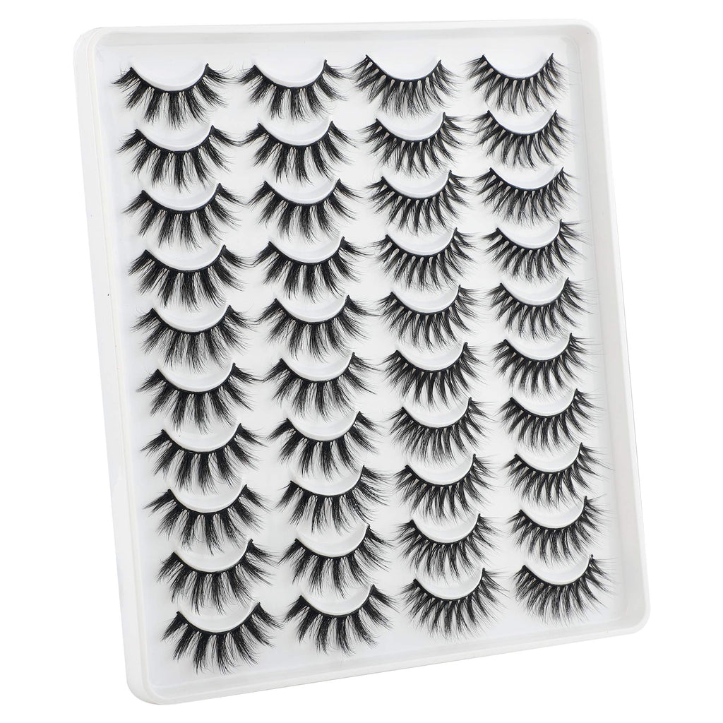 LANFLOWER Natural 3D Faux Mink Lashes Pack – 20 Pairs, 2 Styles, Handmade