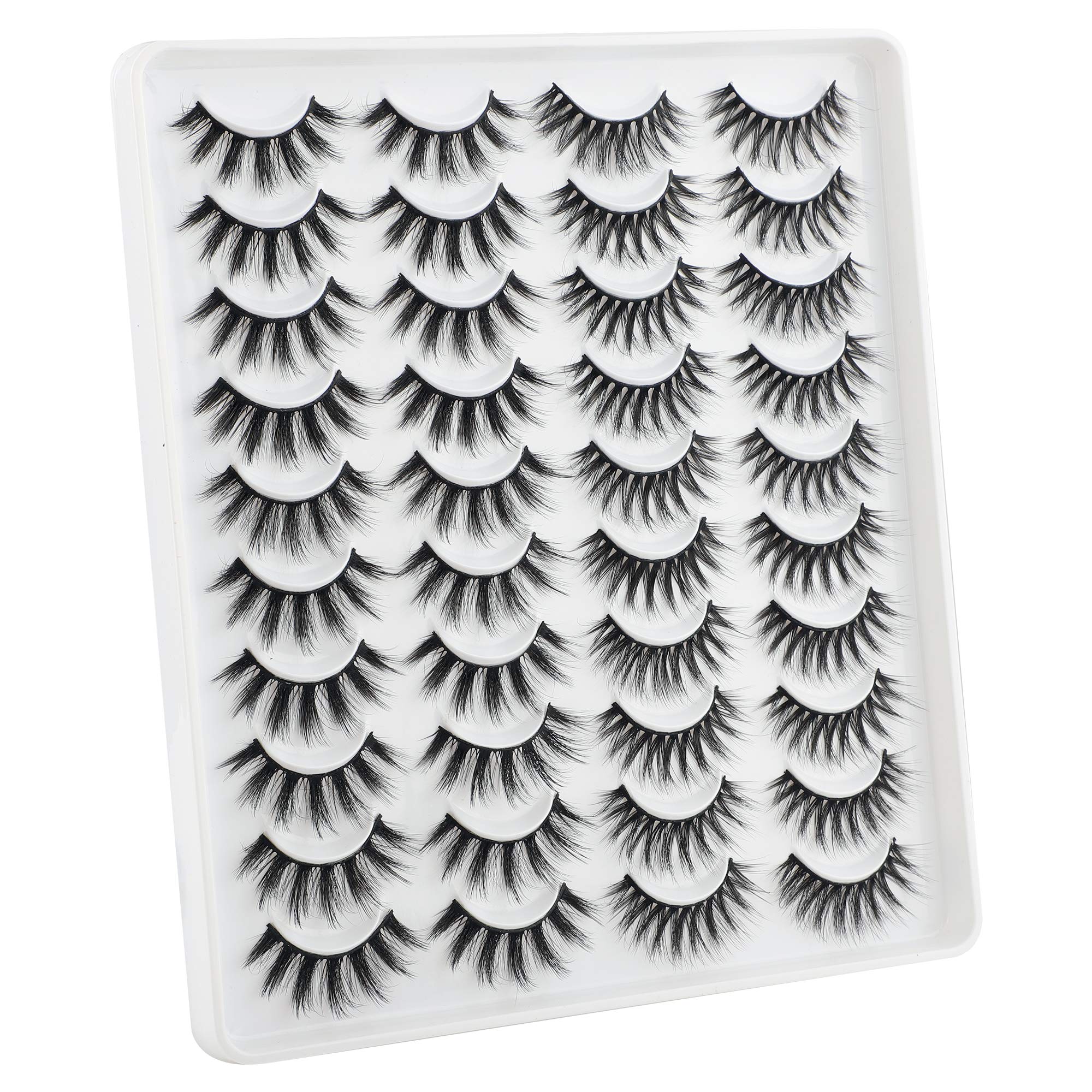 LANFLOWER Natural 3D Faux Mink Lashes Pack – 20 Pairs, 2 Styles, Handmade
