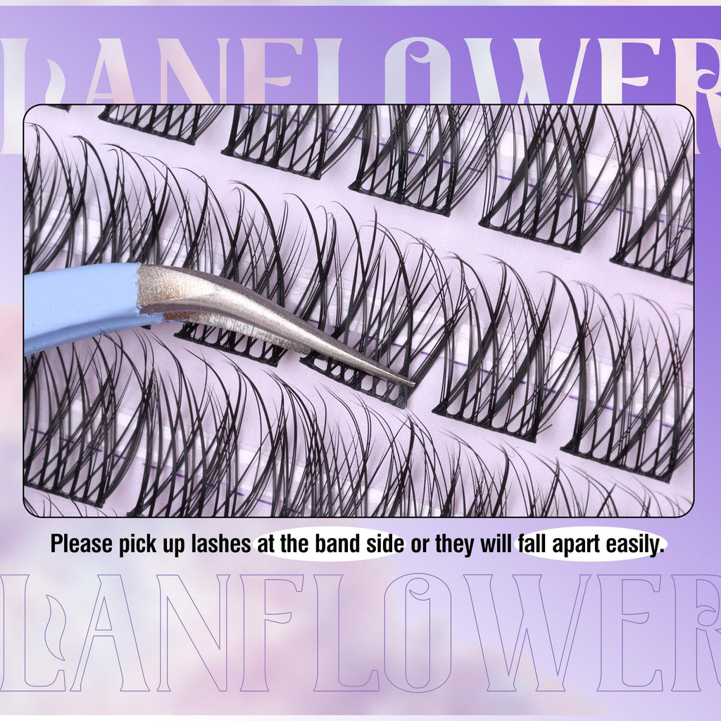 Lanflower Lash Extension Kit | Natural Lash Clusters & Wispy C-Curved Lashes