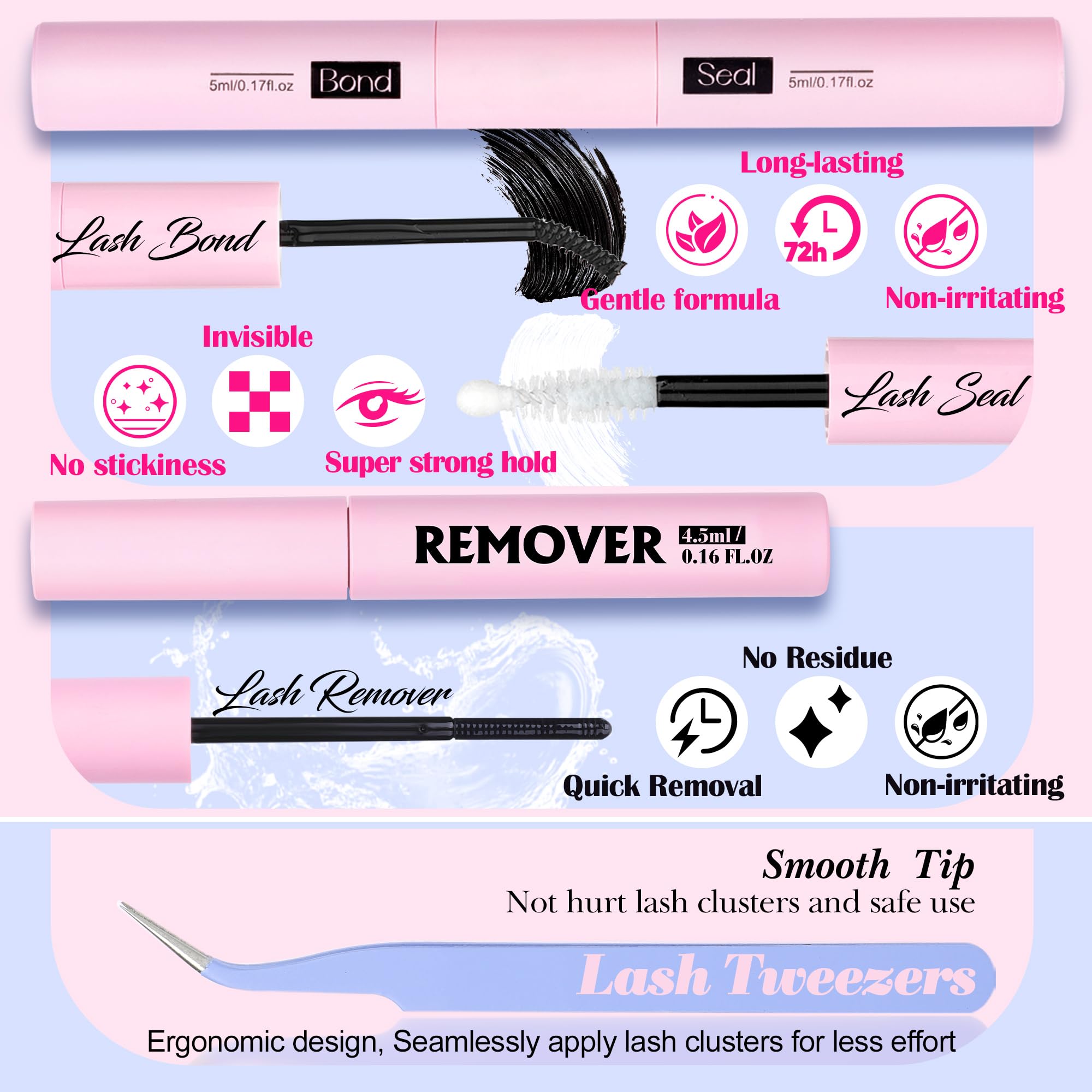 Lanflower Lash Extension Kit | Natural Lash Clusters & Wispy C-Curved Lashes