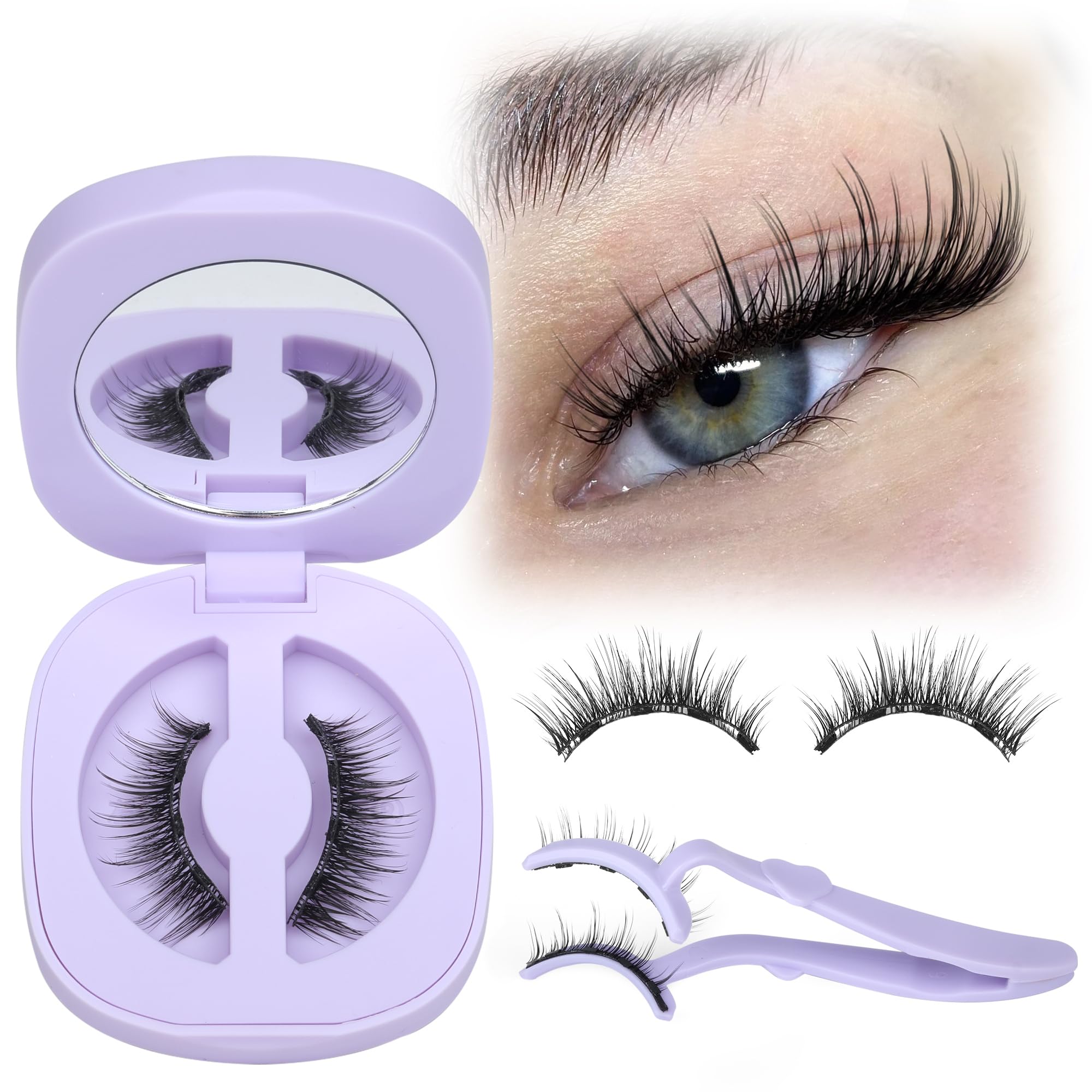 LANFLOWER Magnetic Eyelash with Applicator – Wispy Lash Clusters