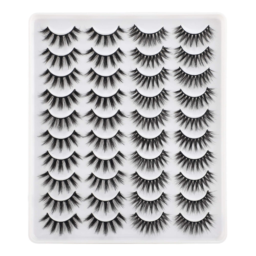 LANFLOWER Natural 3D Faux Mink Lashes Pack – 20 Pairs, 2 Styles, Handmade