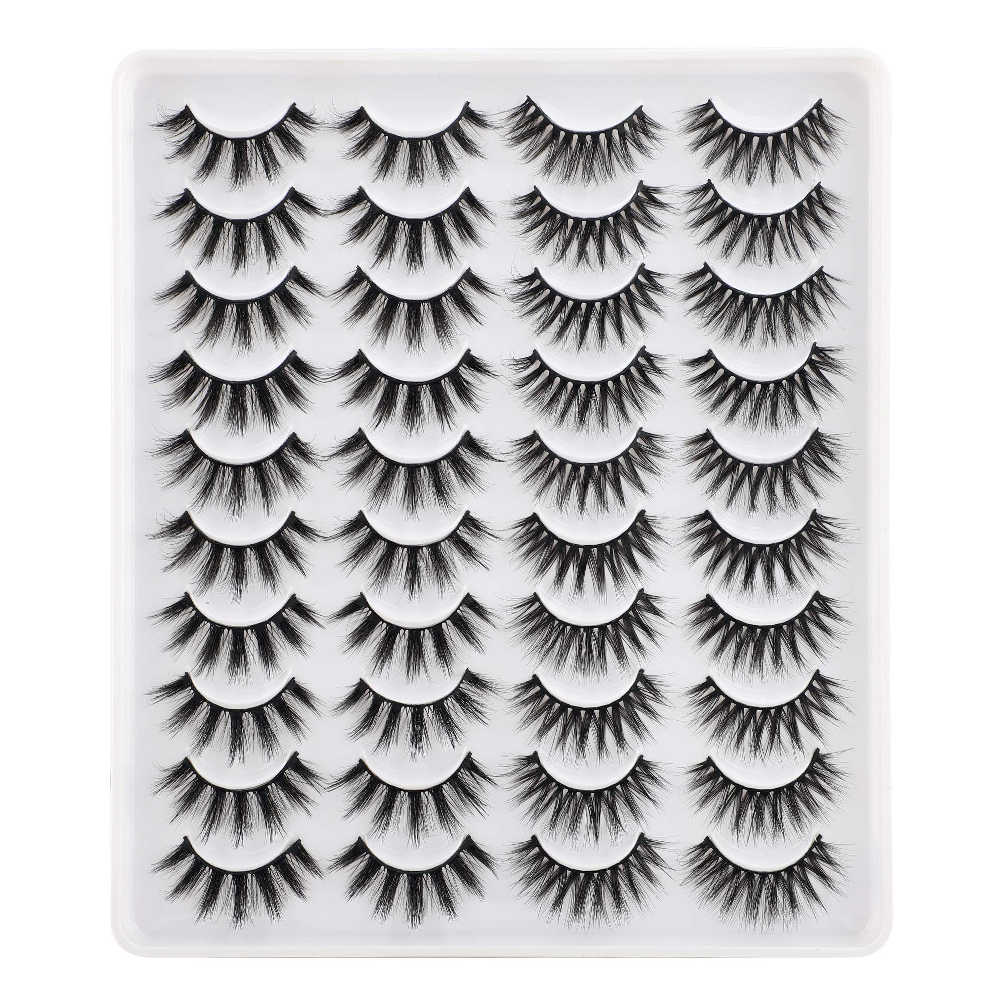 LANFLOWER Natural 3D Faux Mink Lashes Pack – 20 Pairs, 2 Styles, Handmade