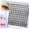 Lanflower Natural Lash Clusters Kit 10-16mm | Wispy Extensions with Bond, Seal & Remover
