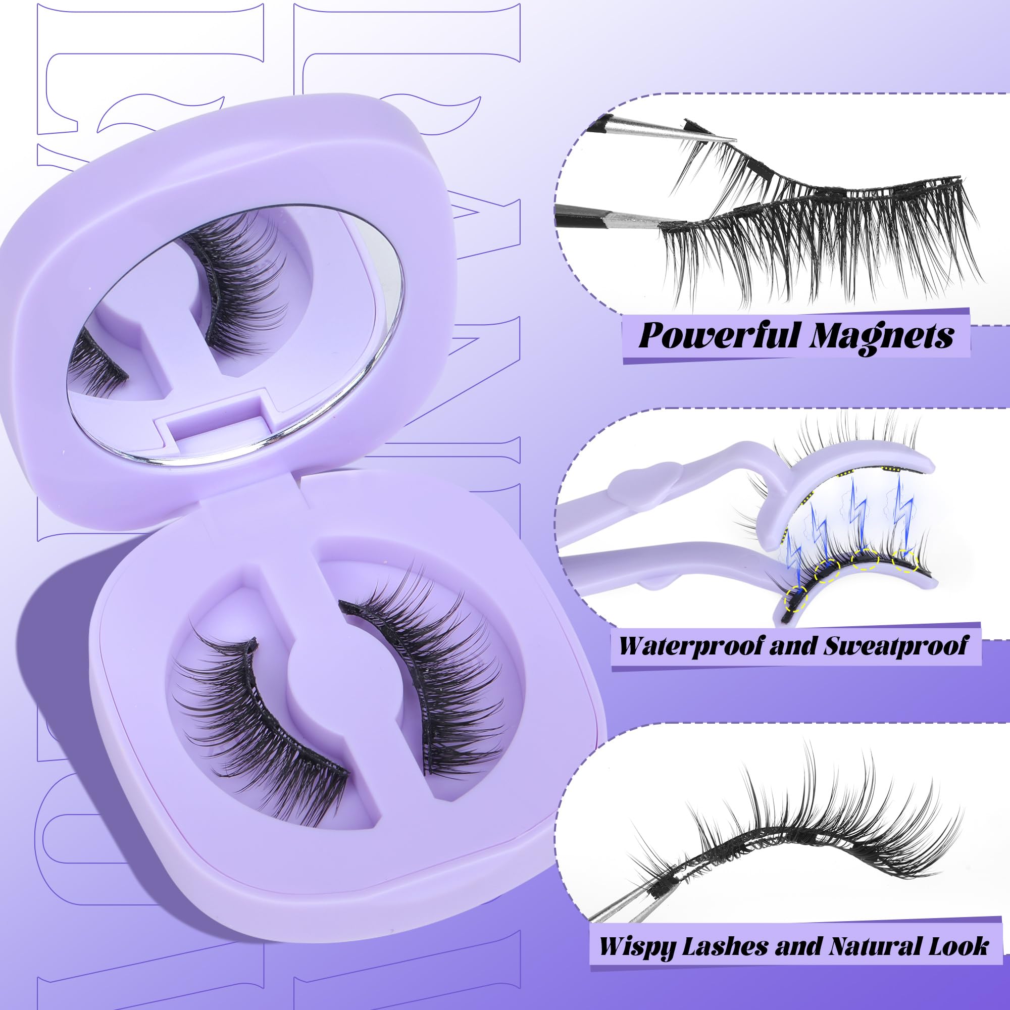 LANFLOWER Magnetic Eyelash with Applicator – Wispy Lash Clusters