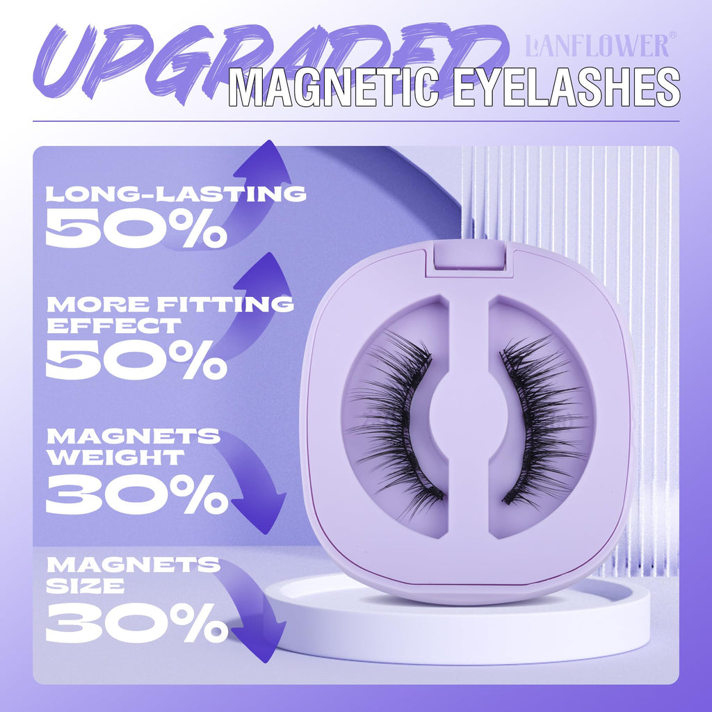 LANFLOWER Magnetic Eyelash with Applicator – Wispy Lash Clusters