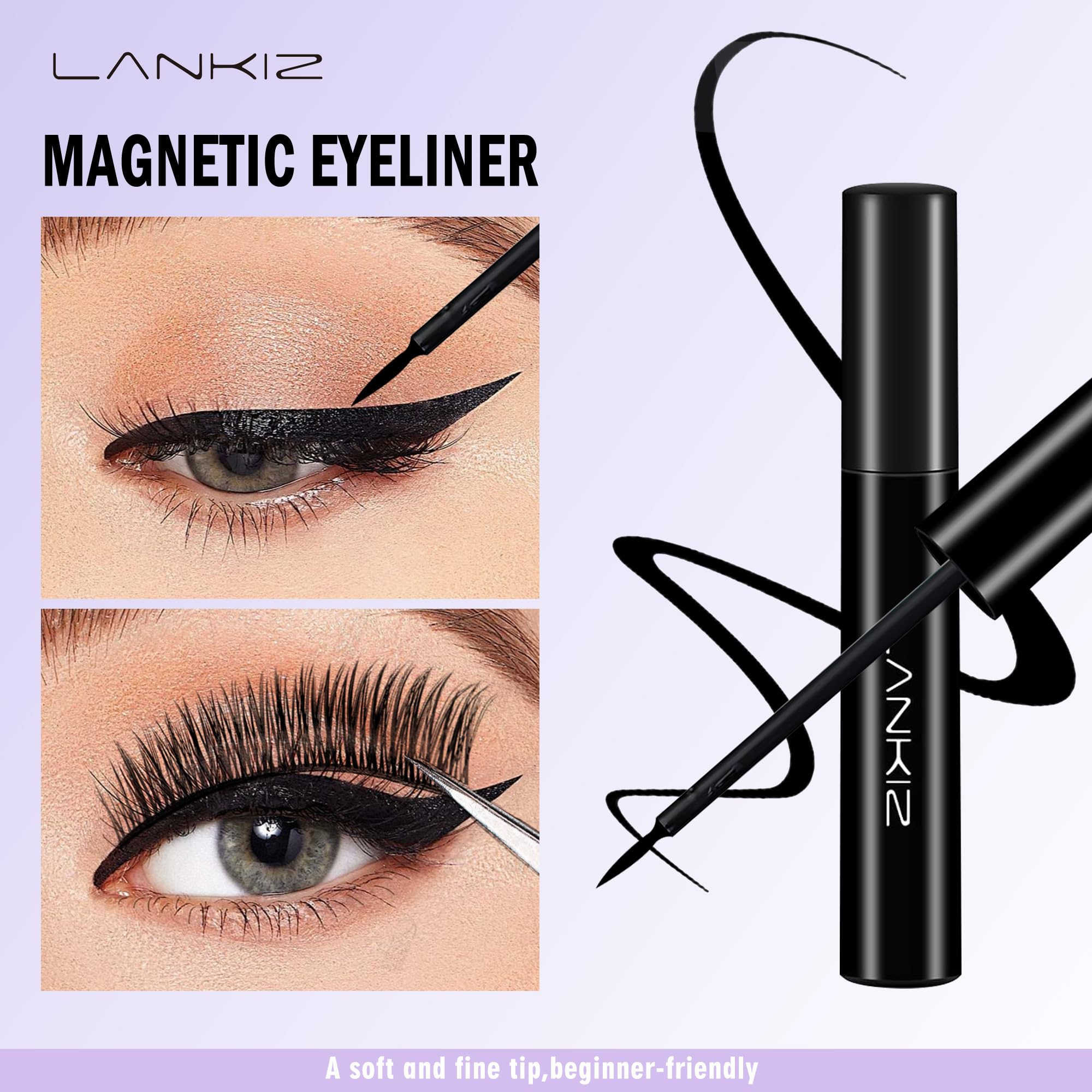 LANKIZ Magnetic Eyelash Glue & Liner – 3-Pack, Waterproof, Quick-Dry, Beginner Friendly
