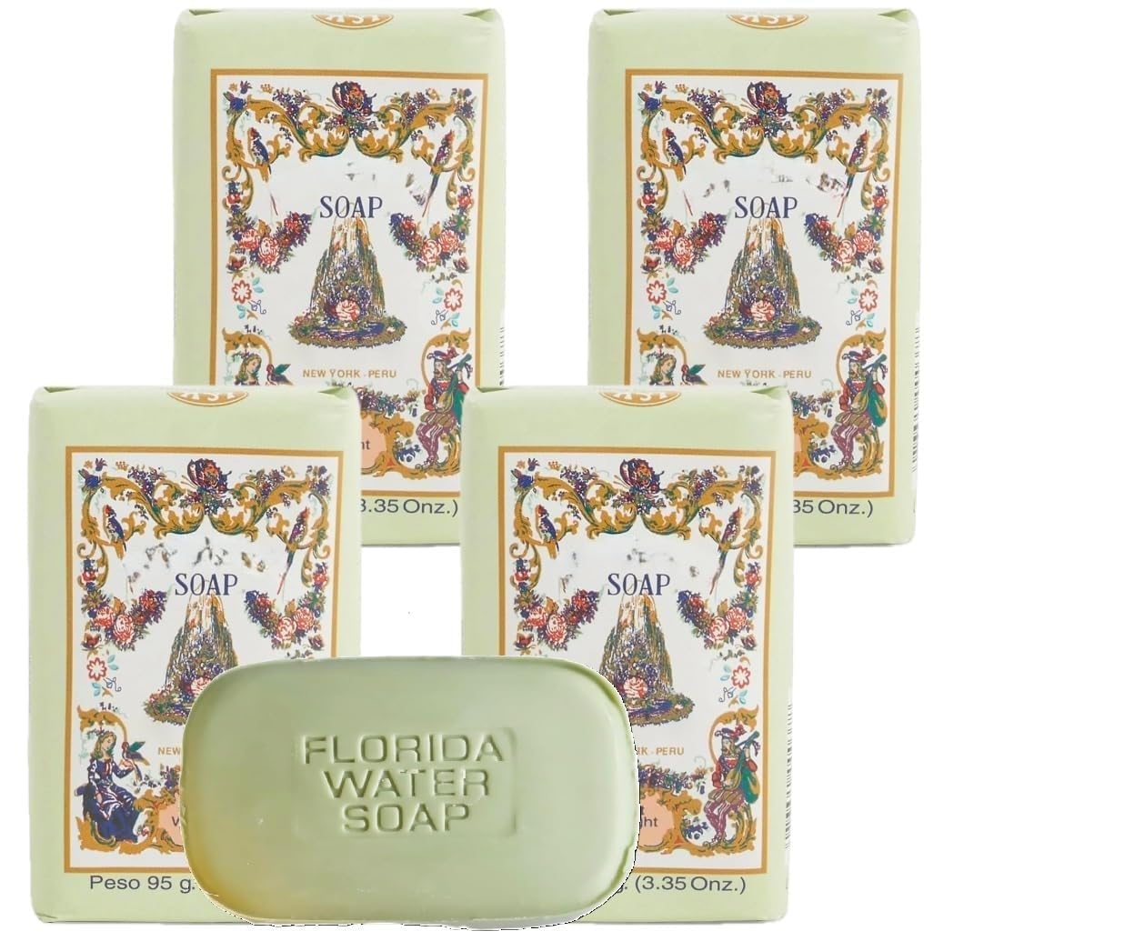 Lanman & Kemp Florida Water Scented Soap Bar – 3.35 oz (Pack of 4)