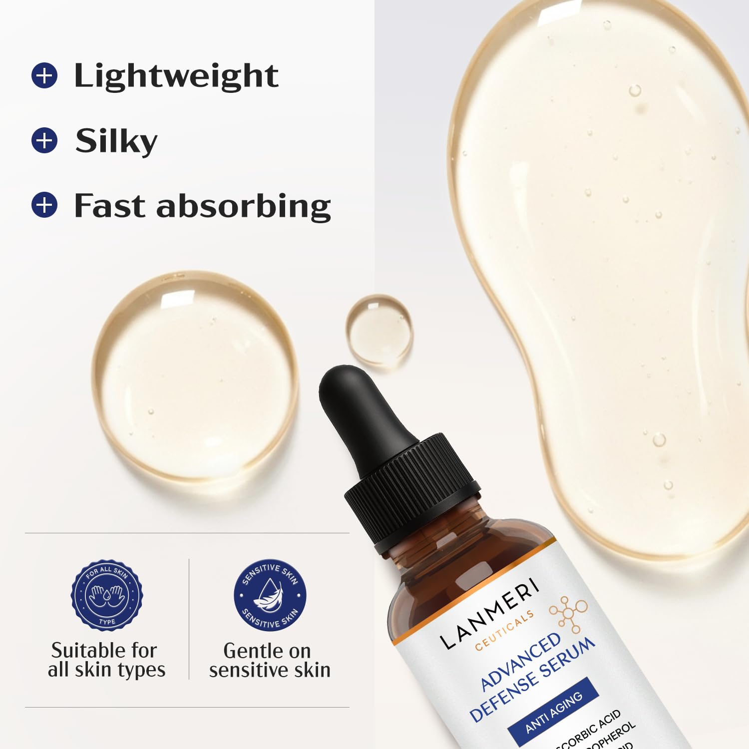 Lanmeri Ceuticals Vitamin C Serum 15% + E 1% + Ferulic 0.5% — Pack of 2 (1 oz each)