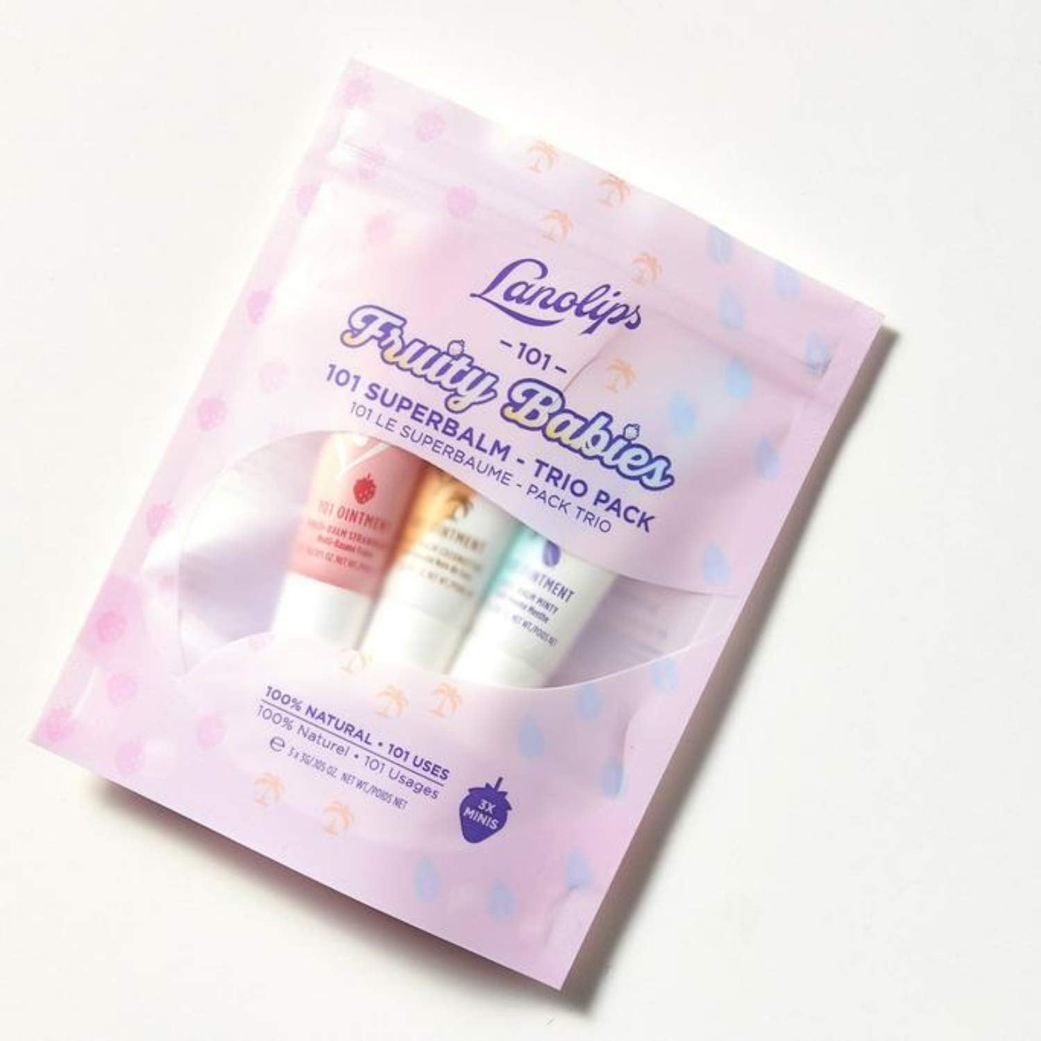 Lanolips 101 Fruity Babies Trio – Hydrating Gift Set (Strawberry, Coconutter, Minty) | Cruelty-Free 3x3g