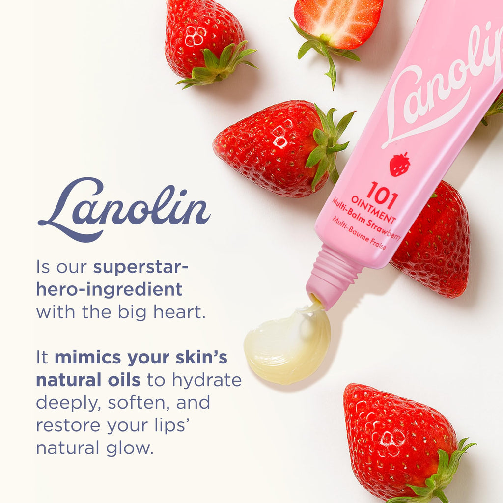 Lanolips 101 Ointment Strawberry Lip Balm 0.52 oz – Hydration for Lips & More