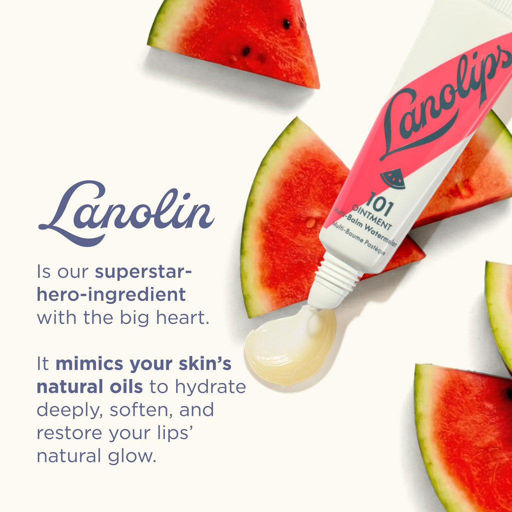 Lanolips 101 Ointment Watermelon Lip Balm – Hydrating Lanolin Ointment, 0.52 oz