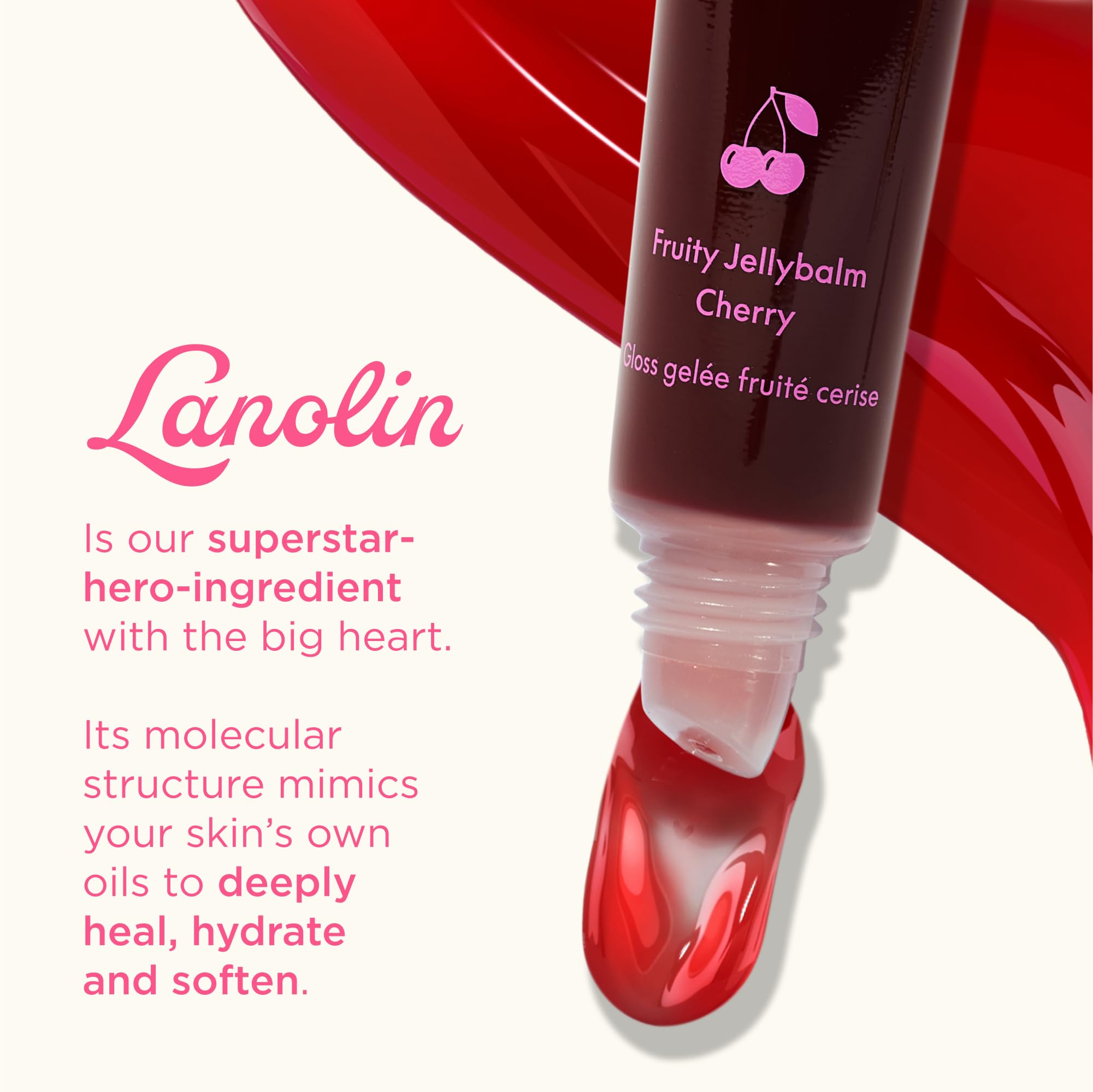 Lanolips Fruity Jellybalm Cherry – Tinted Lip Balm with Lanolin
