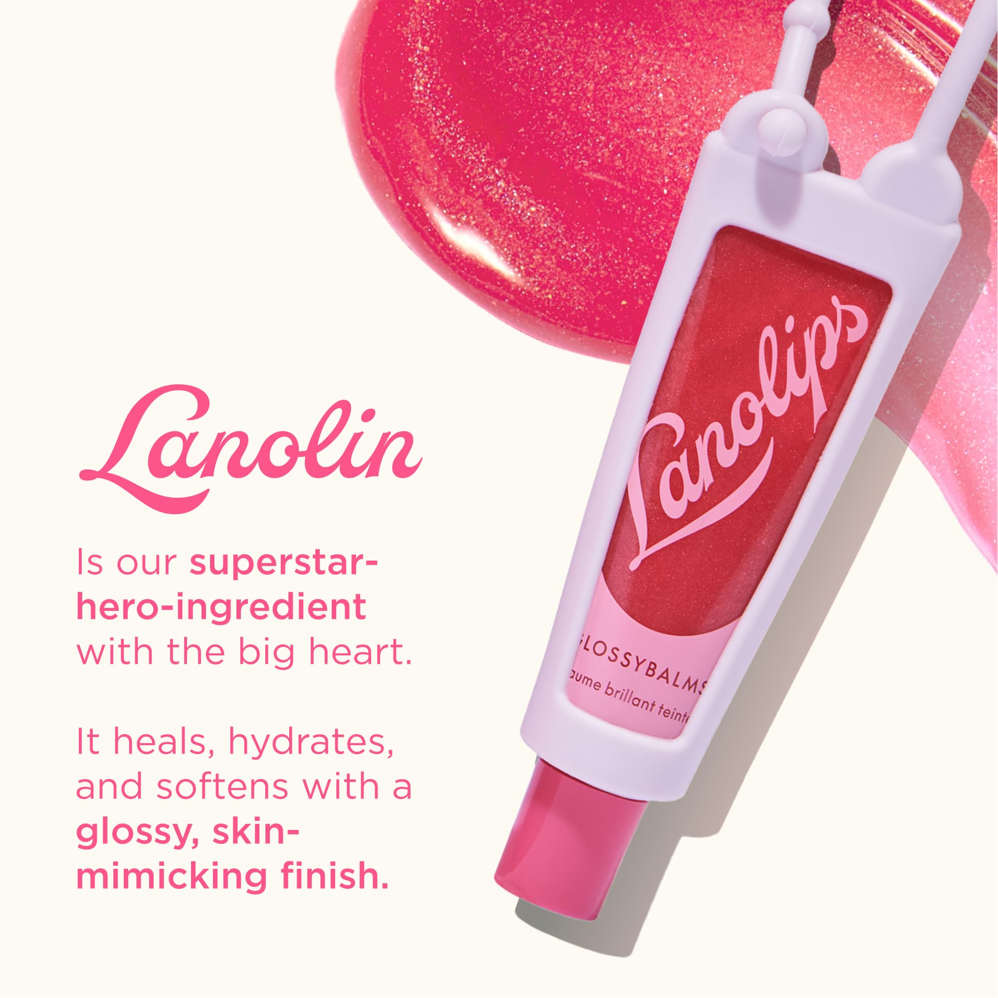 Lanolips Glossybalm Candy Bauble – Ultra Hydrating Tinted Lip Gloss with Lanolin & Vitamin E