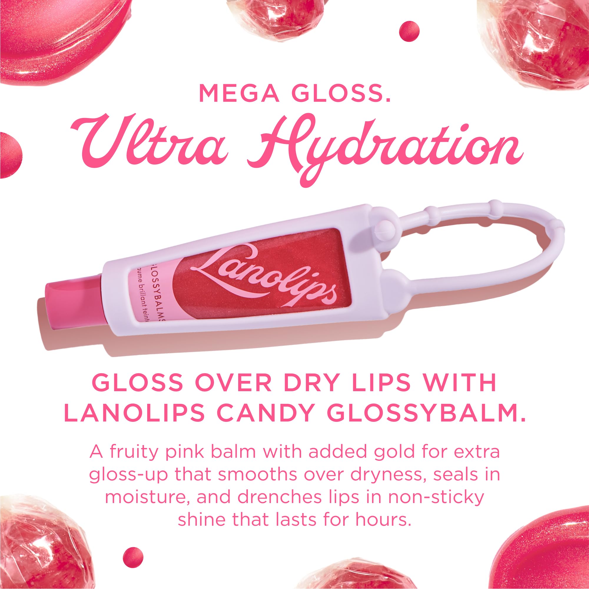 Lanolips Glossybalm Candy Bauble – Ultra Hydrating Tinted Lip Gloss with Lanolin & Vitamin E