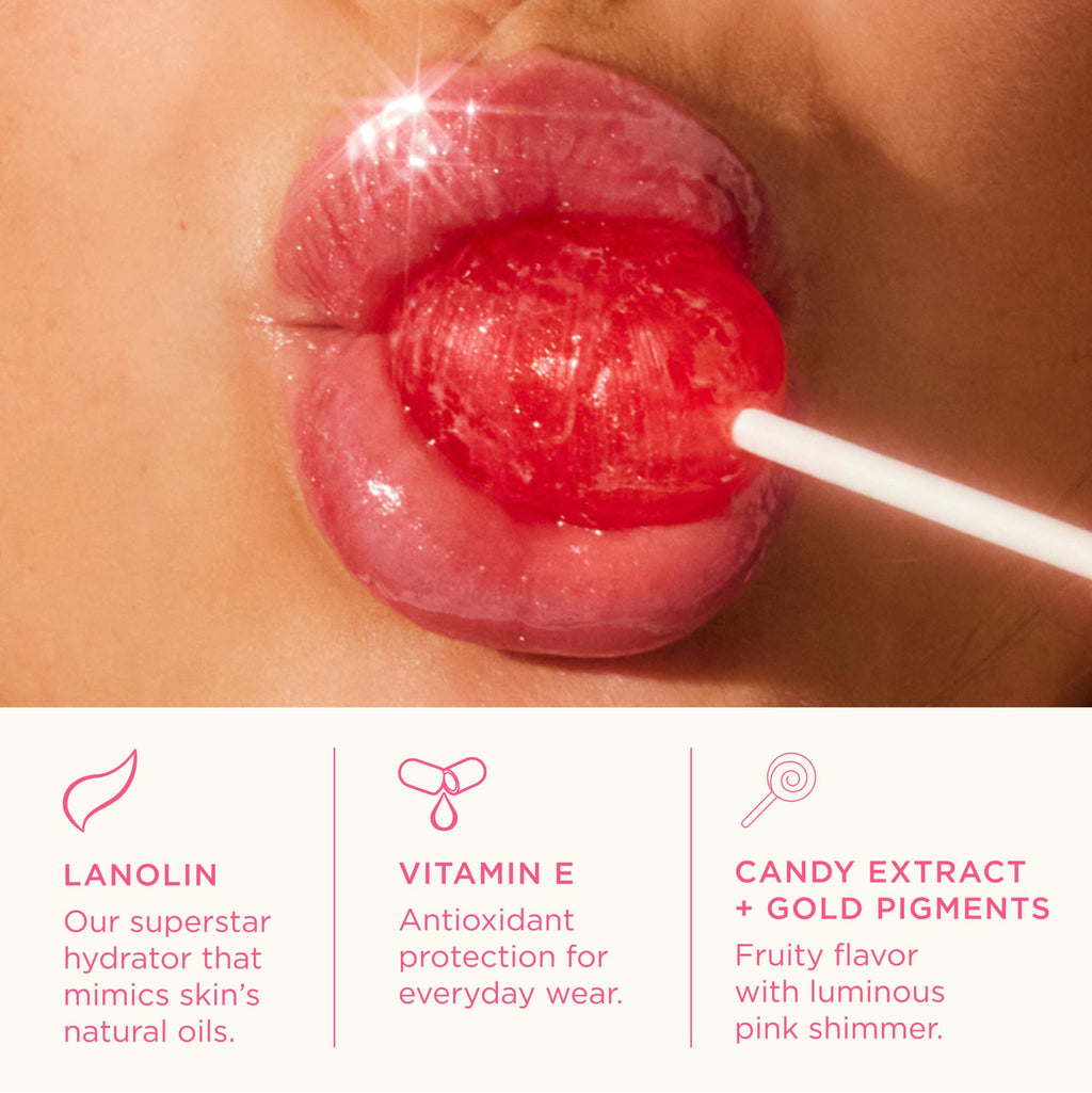 Lanolips Glossybalm Candy Bauble – Ultra Hydrating Tinted Lip Gloss with Lanolin & Vitamin E