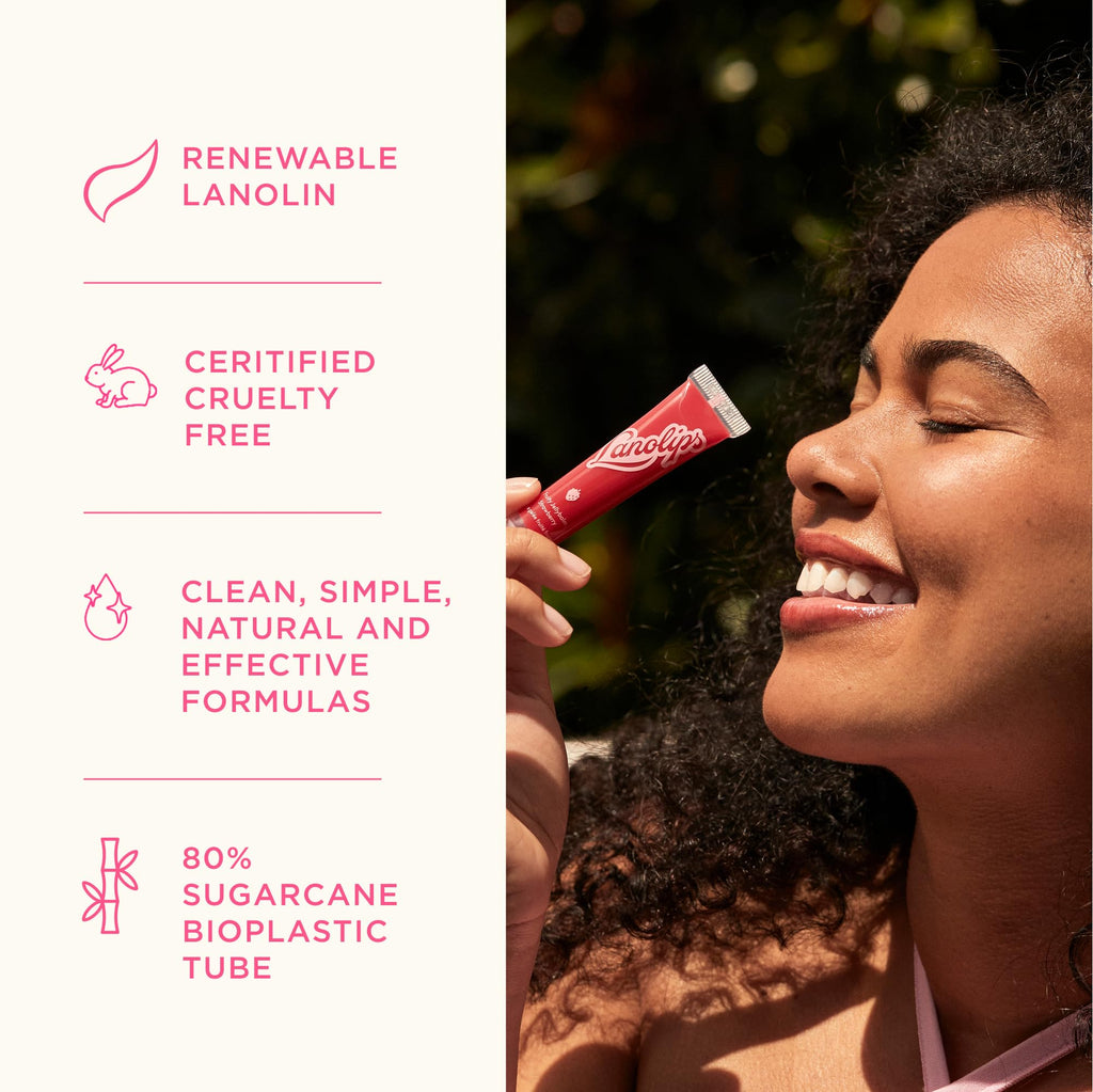 Lanolips Glossybalm Berry – Ultra Hydrating Tinted Lip Gloss with Lanolin, Vitamin E & Shimmer