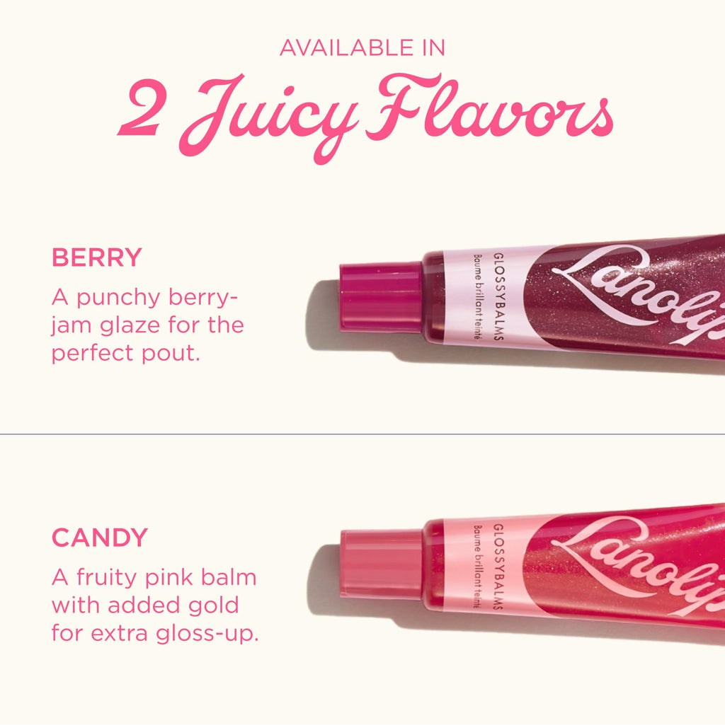 Lanolips Glossybalm Berry – Ultra Hydrating Tinted Lip Gloss with Lanolin, Vitamin E & Shimmer