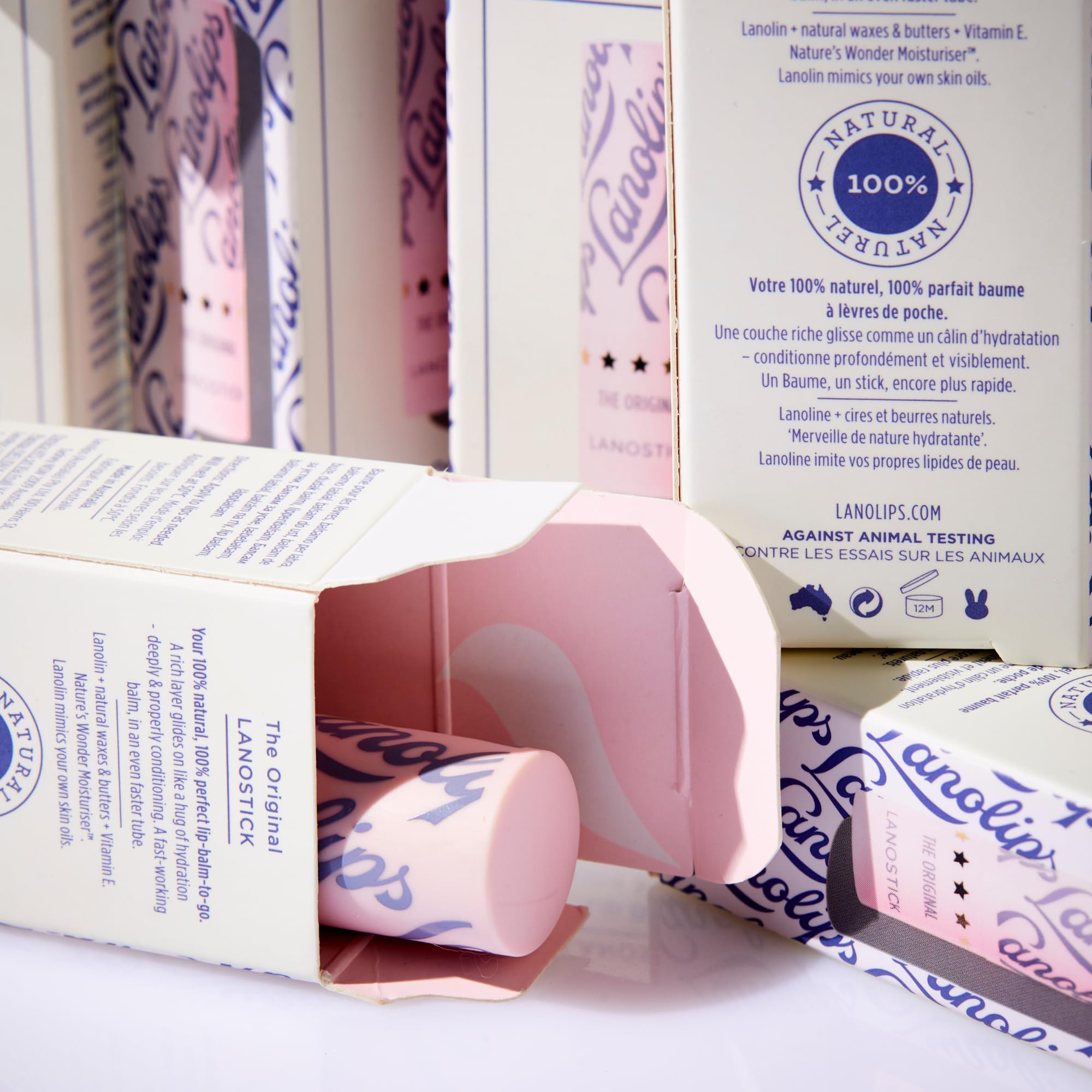 Lanolips Lanostick Lip Balm – Deep Hydration with Lanolin, Castor & Jojoba Oils (3.3g)